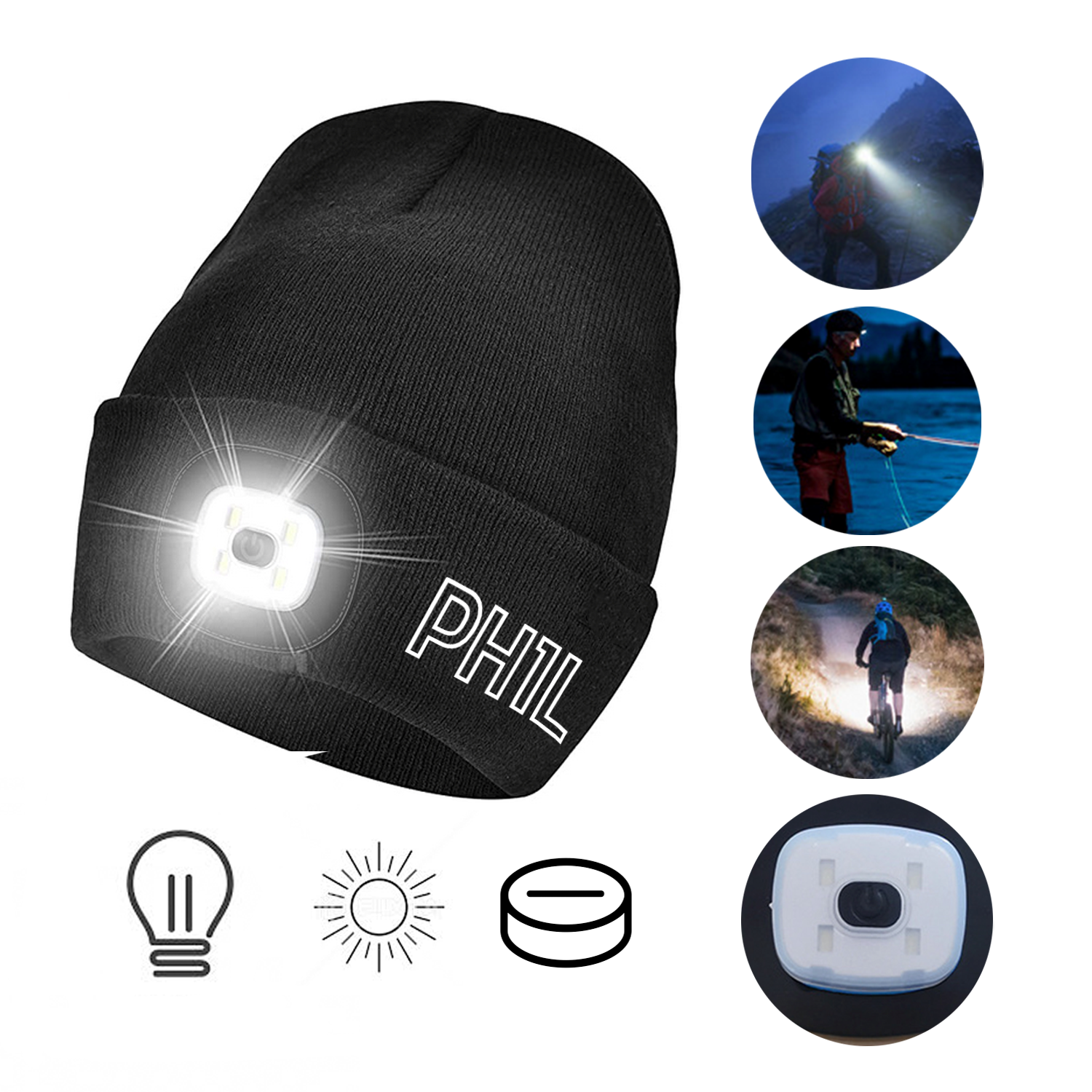 Unisex Beanie Hat With Rechargeable Light 3