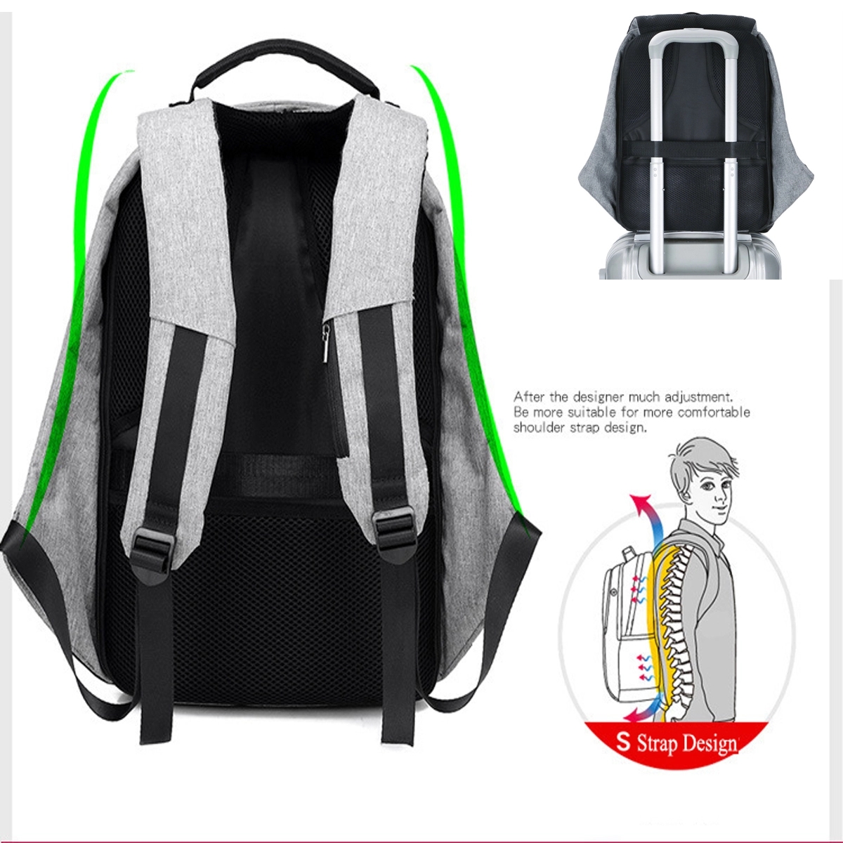 Anti-Theft Laptop Backpack with USB Port 3