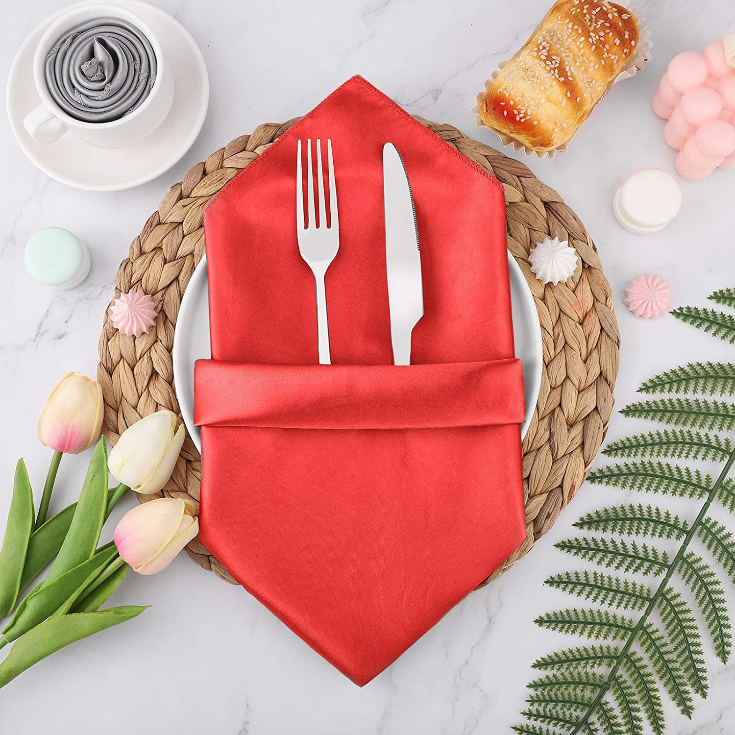17"x17" Washable Hotel Restaurant Polyester Dinner Napkins 4