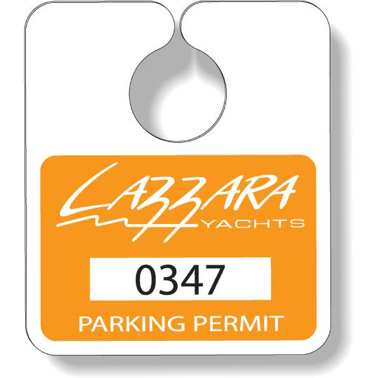.020 White Gloss Plastic Parking Tag / Permit (3.13"x3.63"), Spot Colours