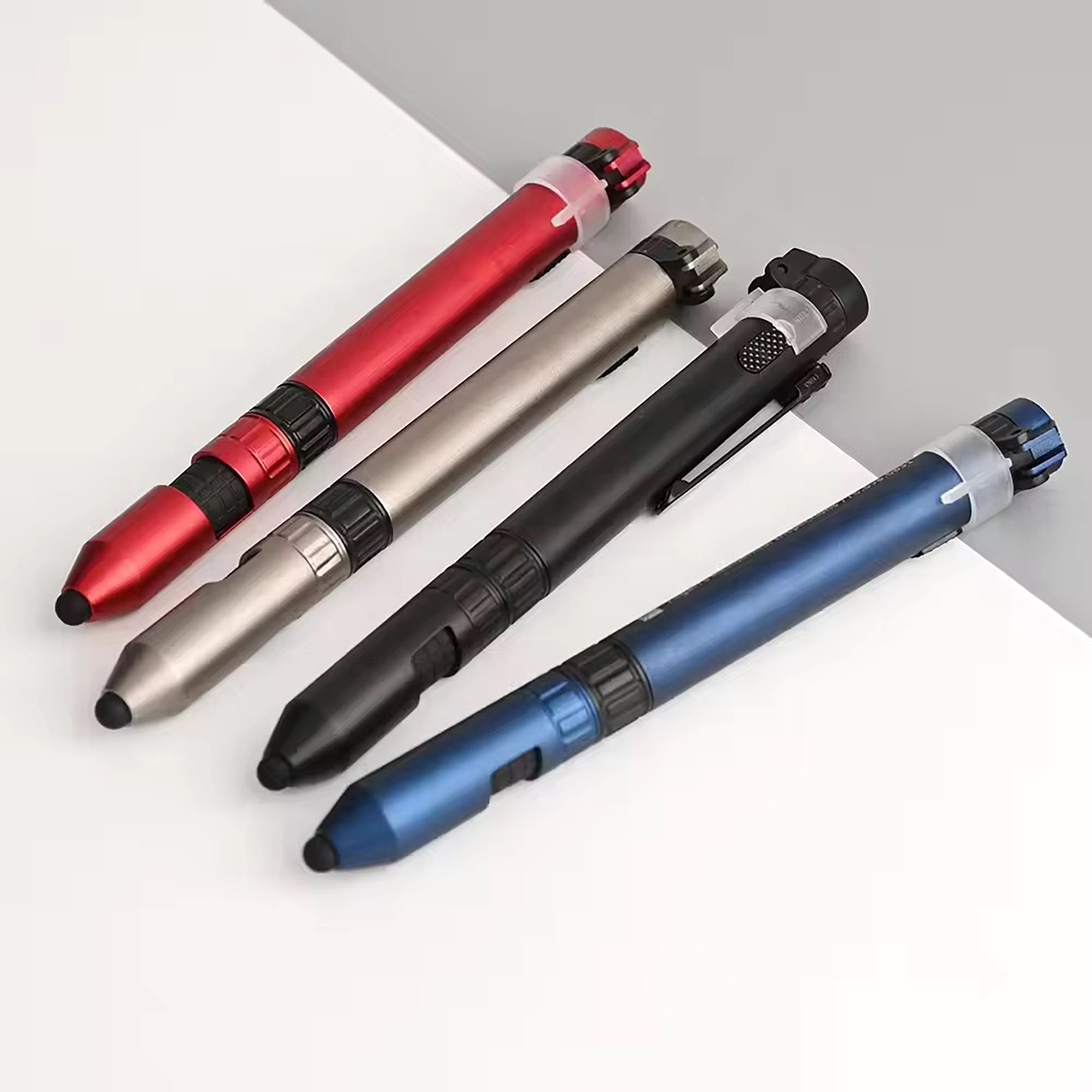 6 in 1 Multifunction Tool Ballpoint Pen with Outdoor Compass Screwdriver Torch Stylus Mobile Phone 5