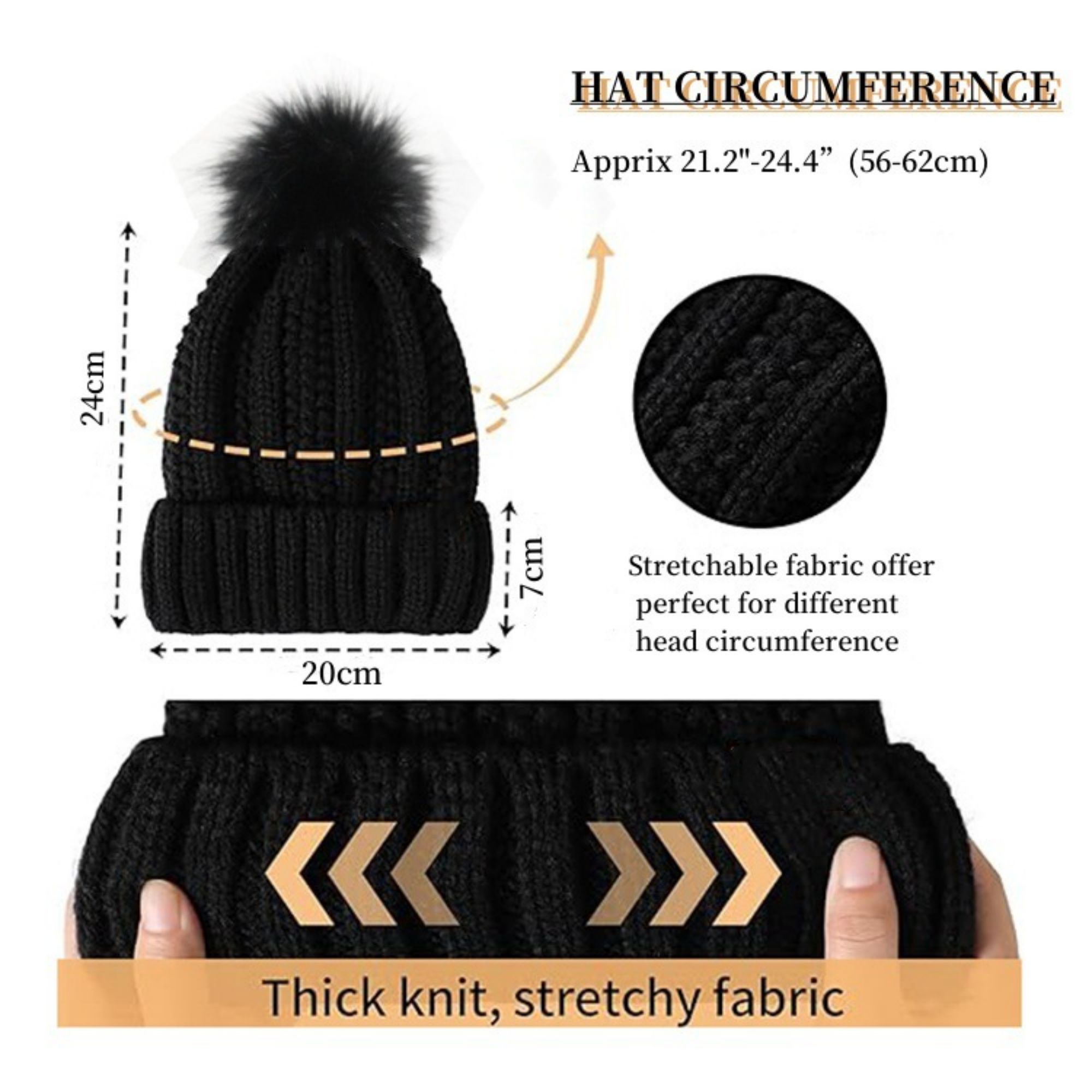 Winter Knitted Beanie Hat With Fur Pom 5