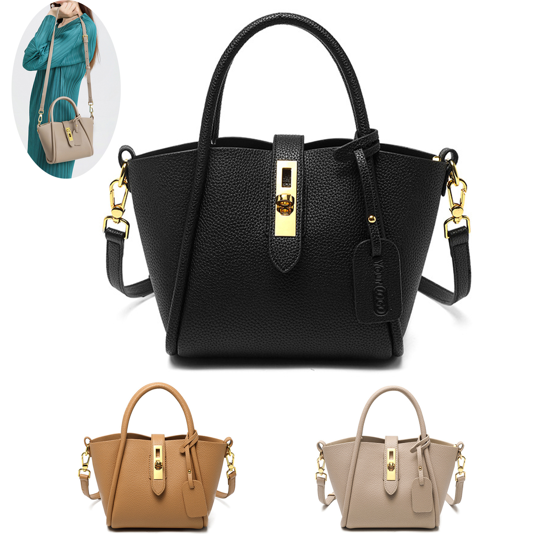 Genuine Leather Stylish cross-body bucket bag 2
