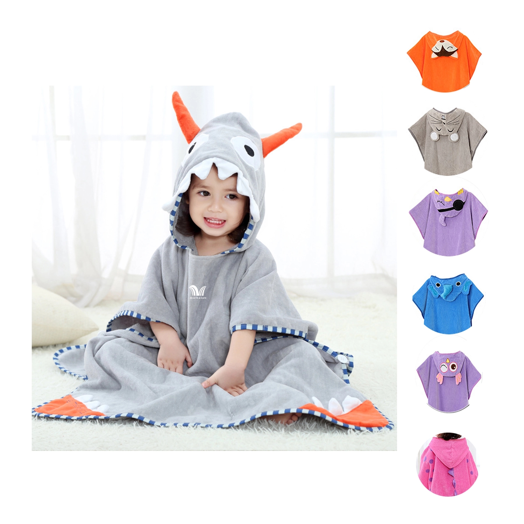Kids Bath Pool Beach Towel Robe With Hood 2