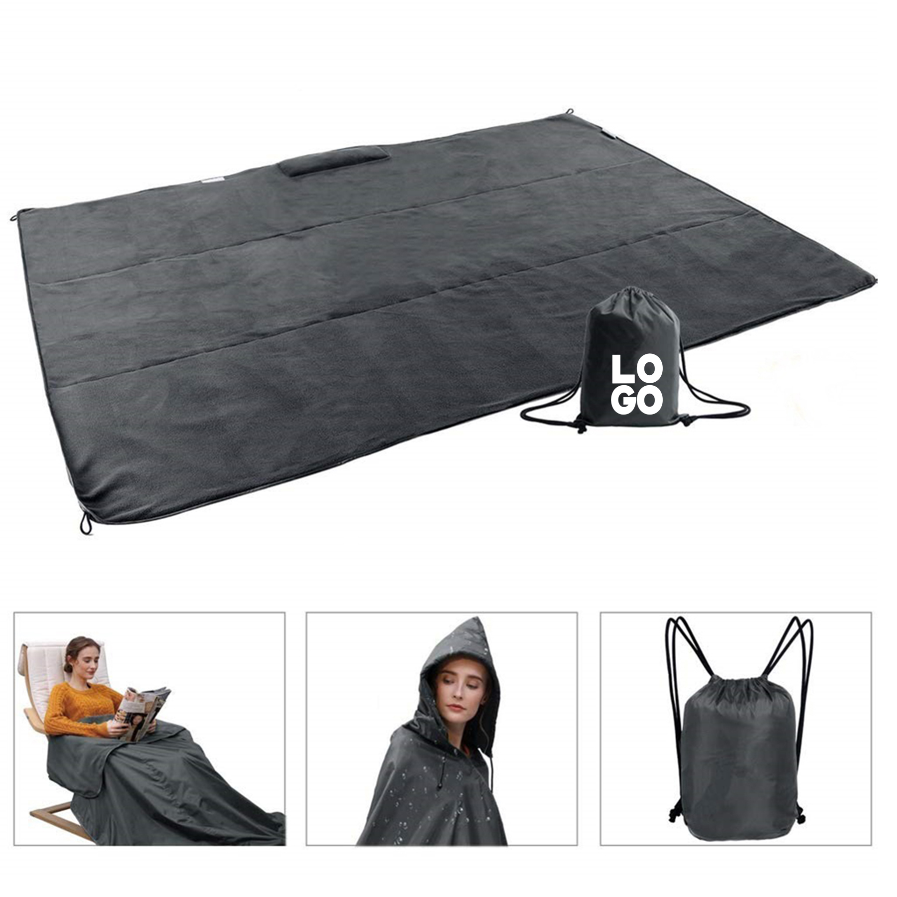 Waterproof Fleece Blanket Rain Poncho 3