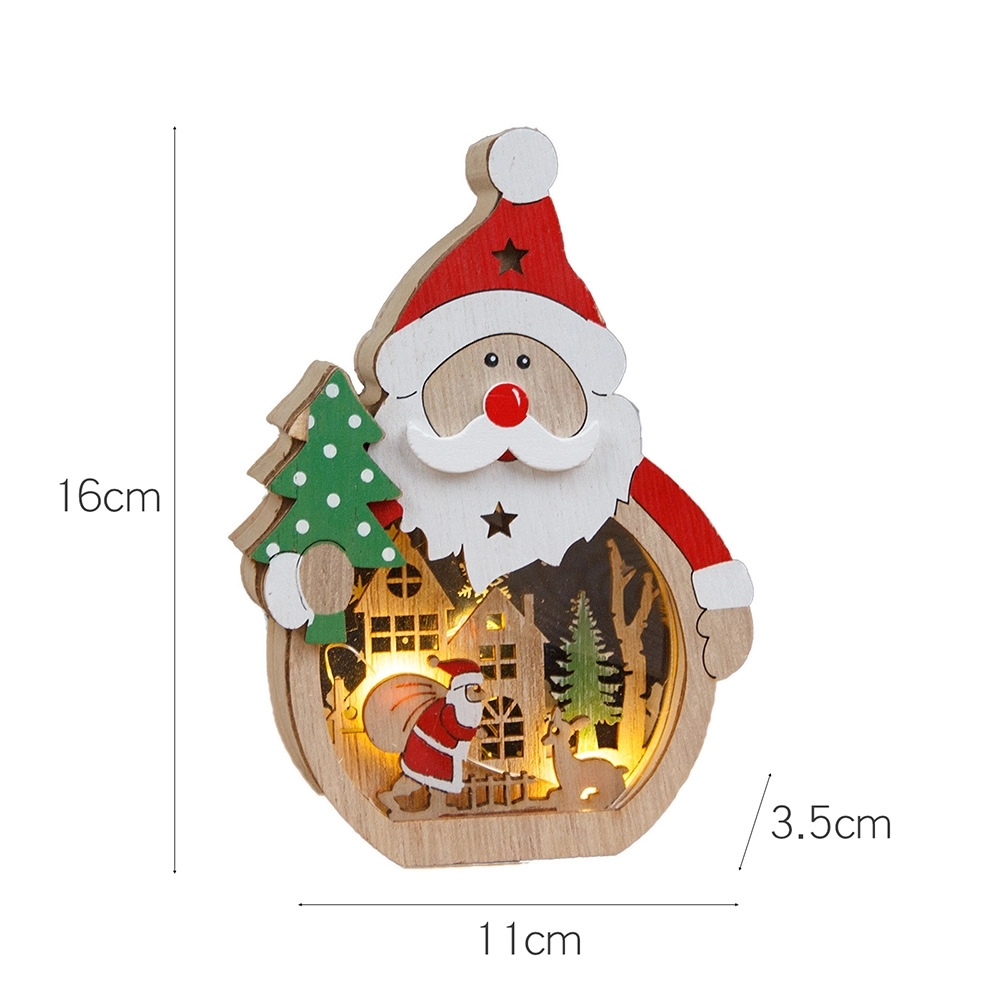 Christmas Wood Cutouts Pendants With Led Lights 3