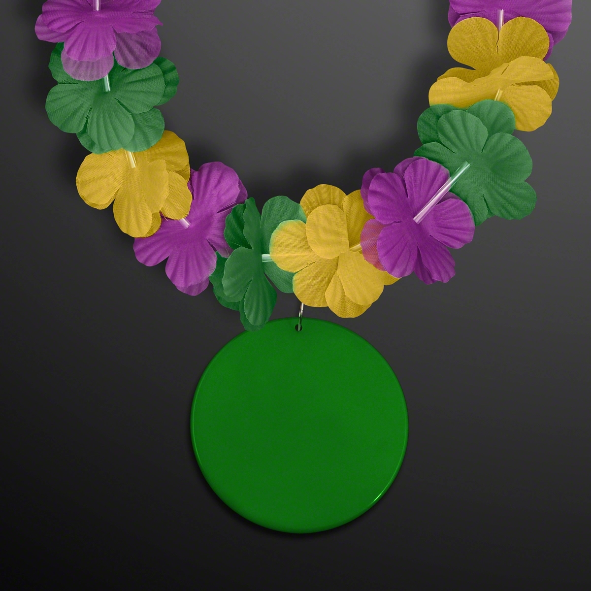 Purple Green & Gold Flower Lei Necklace (Non-Light Up) 3
