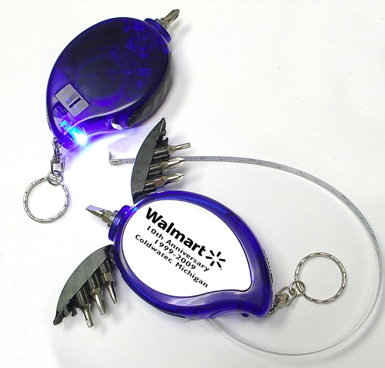 Mini screwdriver tool kit with LED flashlight and Tape Measure
