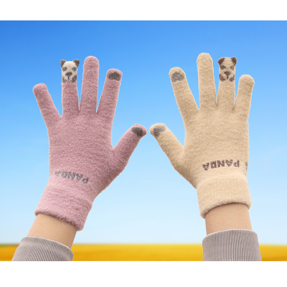 Women Touch-screen Panda Knitted Gloves 6