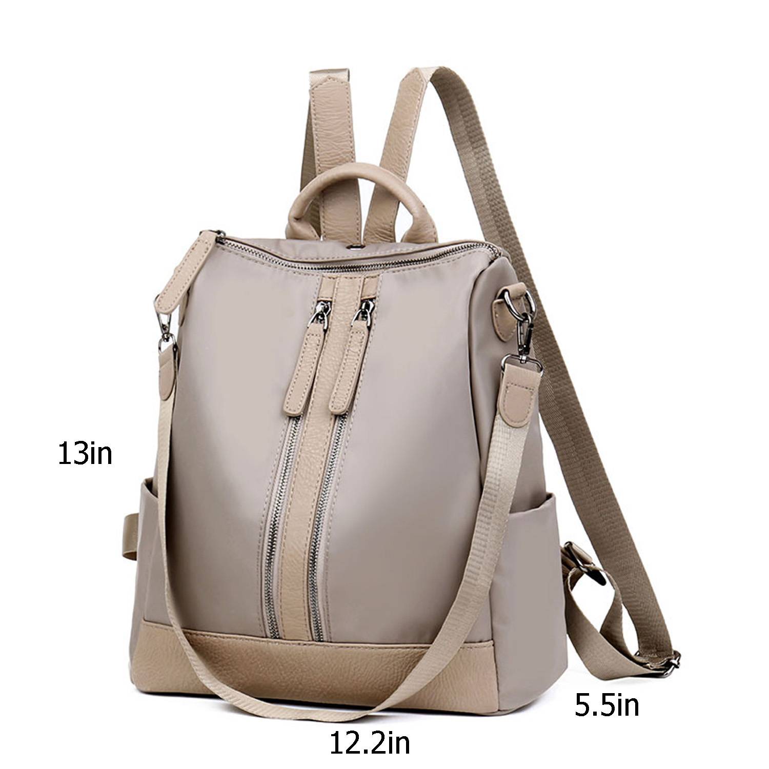 Nylon double zipper college backpack 5