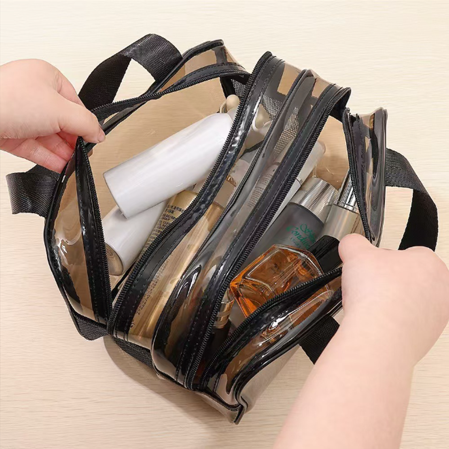 PVC dry wet separation wash waterproof makeup bag 5