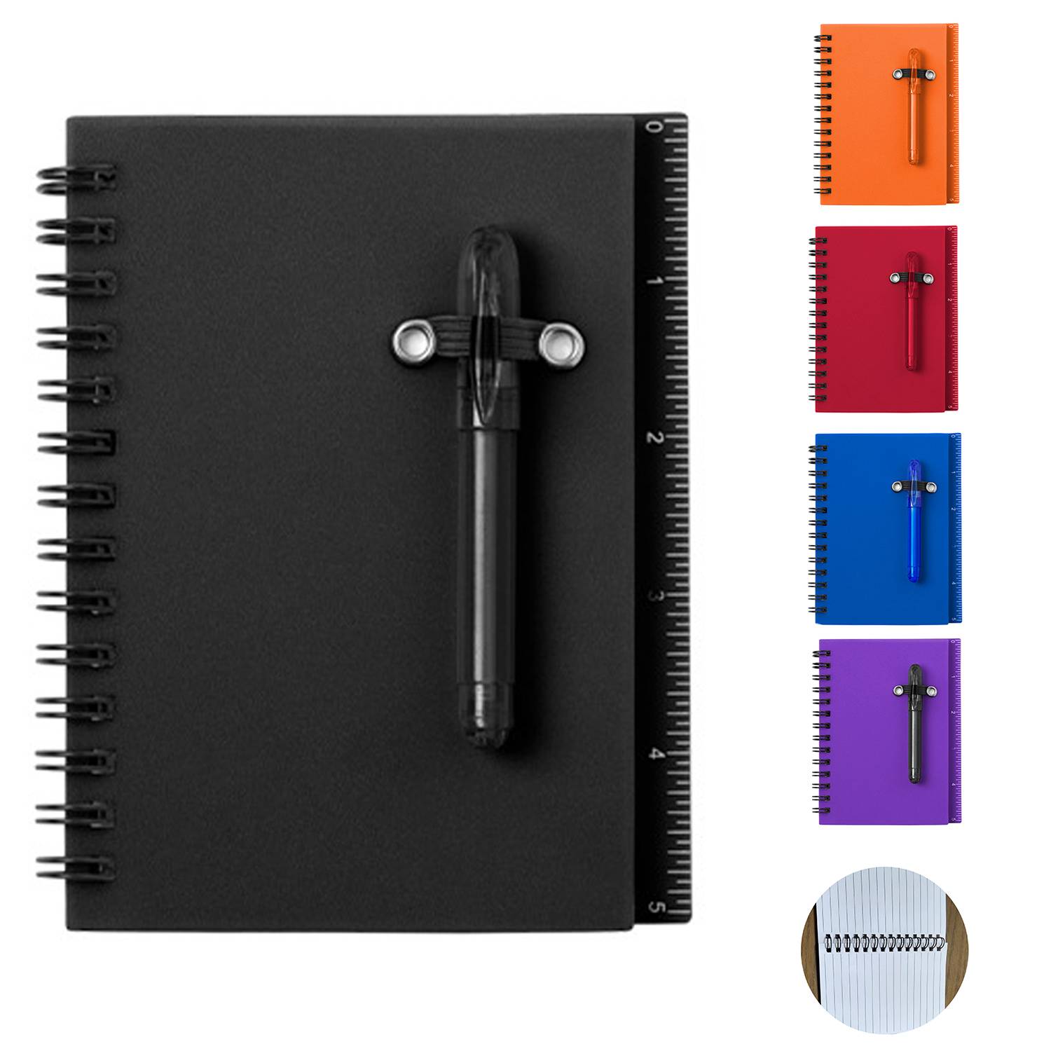 PP Cover Sticky Notes Spiral Notebook w/ Pen 6