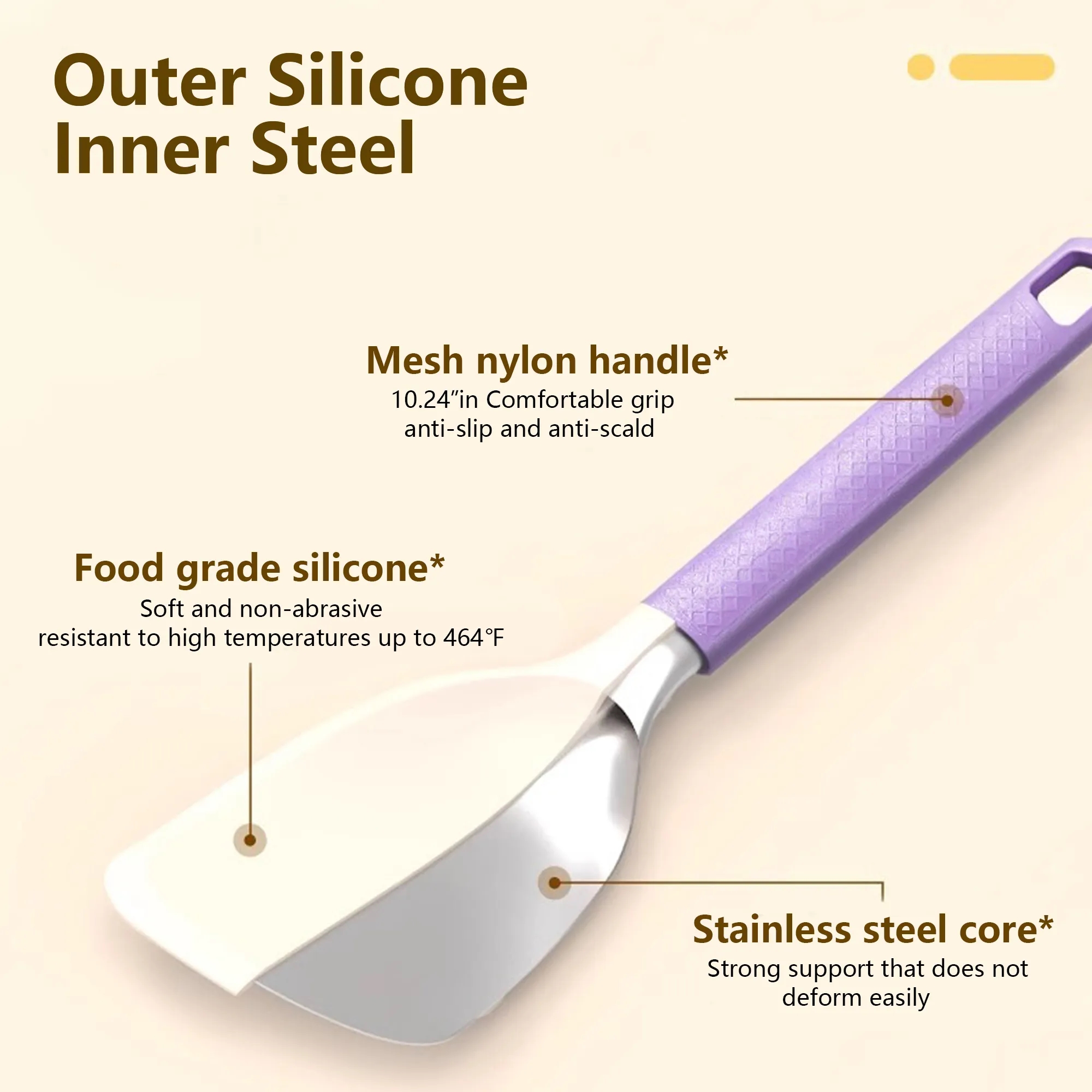 Long Handle Silicone Spatula For Nonstick Pans 3