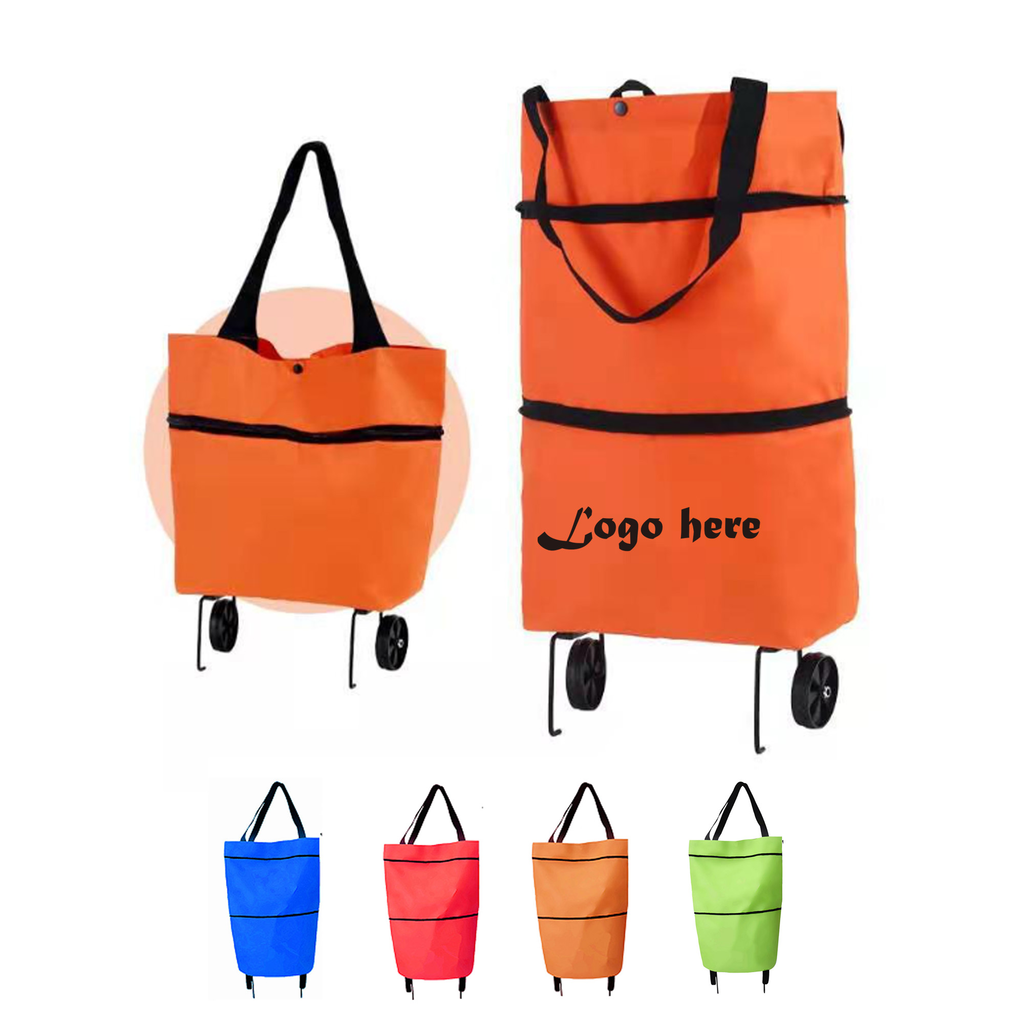 Folding Shopping Trolley Tote Bag, custom tote bag with logo imprint 2