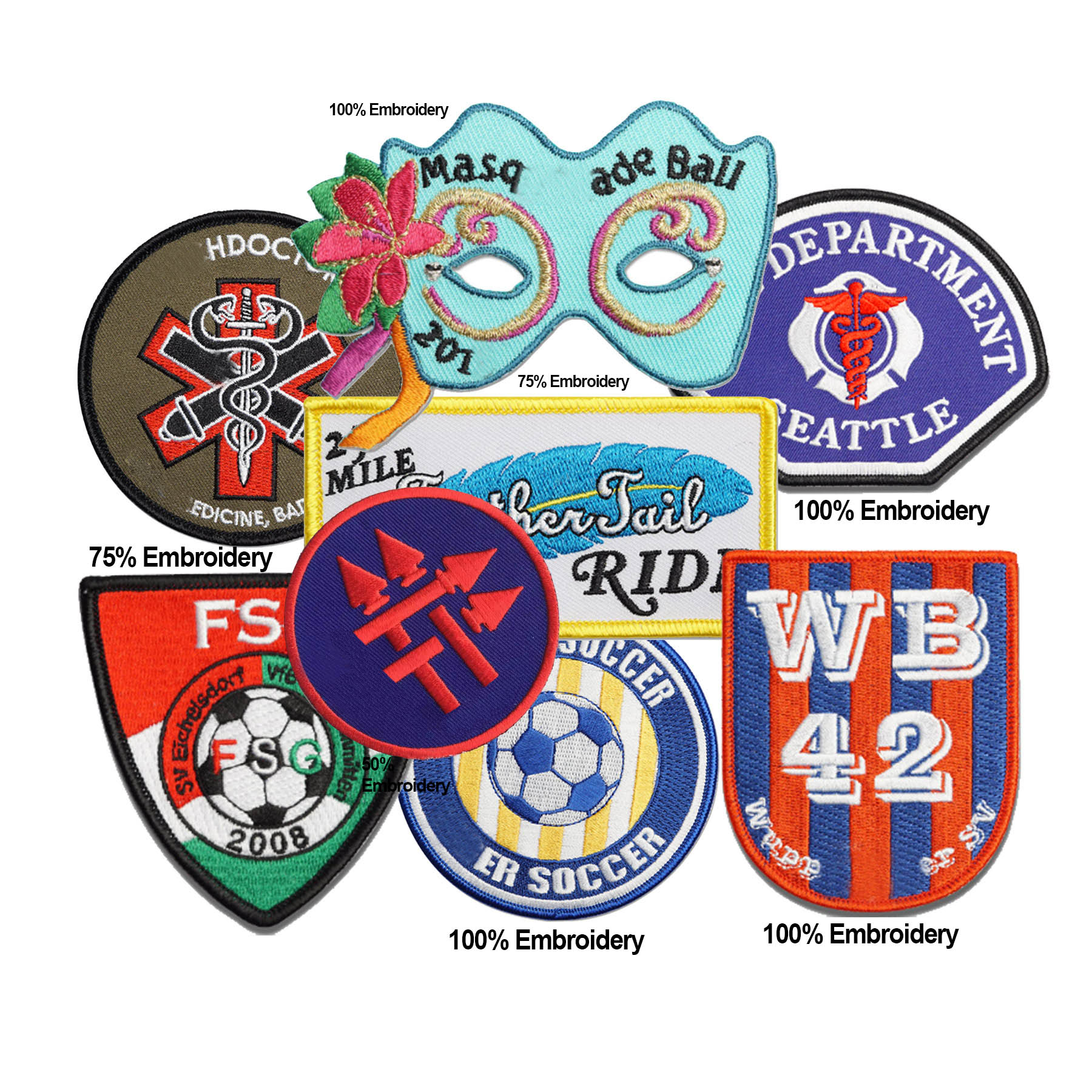 3" Custom Embroidered Patch / 100% Thread Coverage 1