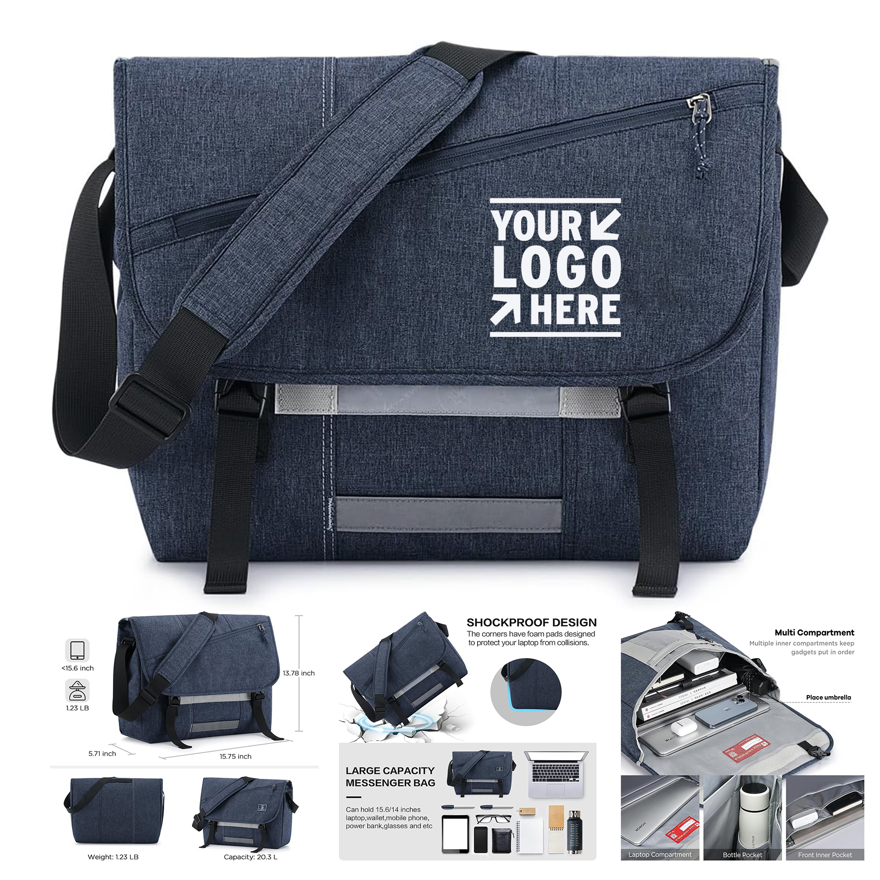 Women Men Messenger Crossbody Bag Canvas 15.6 Inch Laptop Satchel Computer Briefcase     2