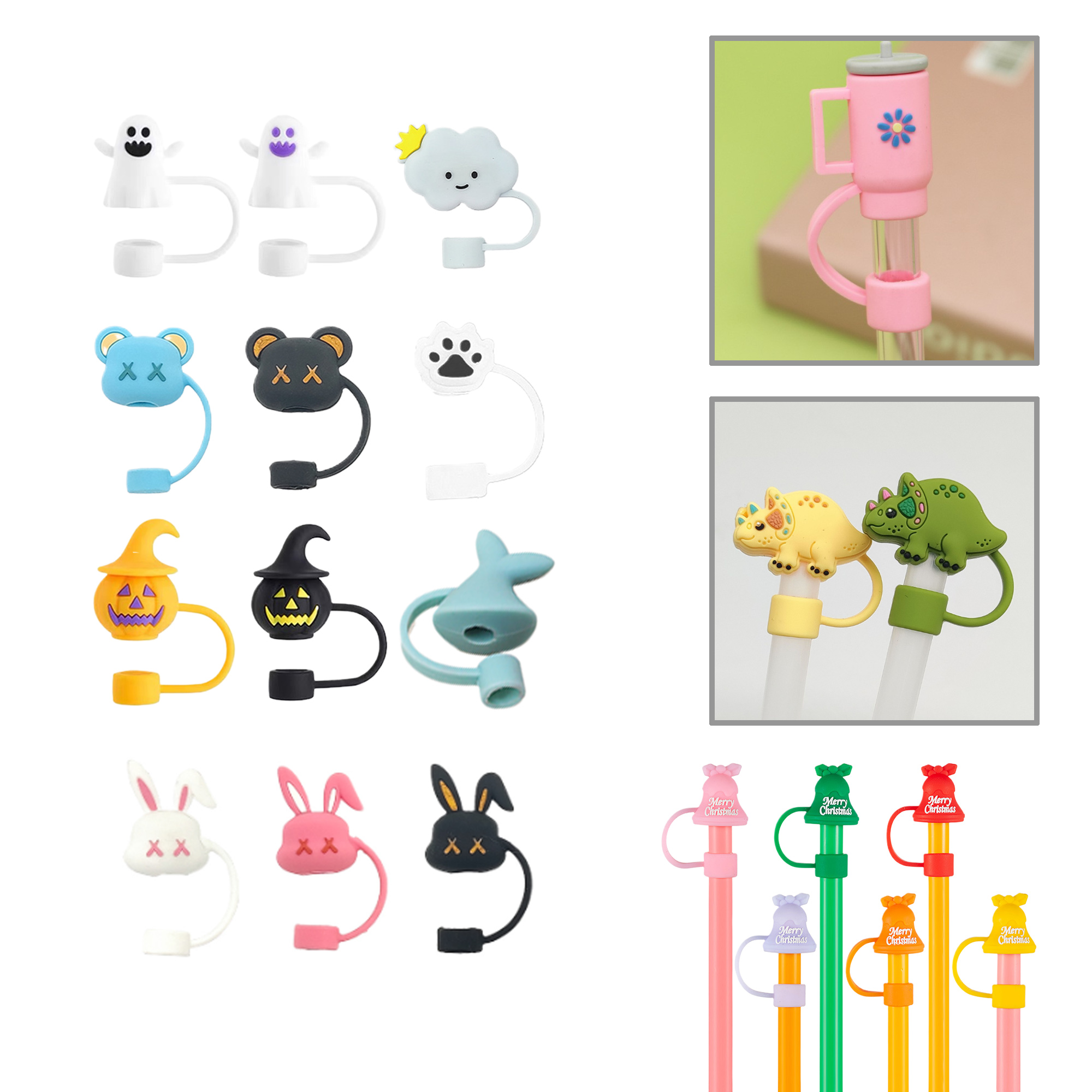 MOQ250 Custom Silicone Straw Tops in 2D and 3D Designs 2