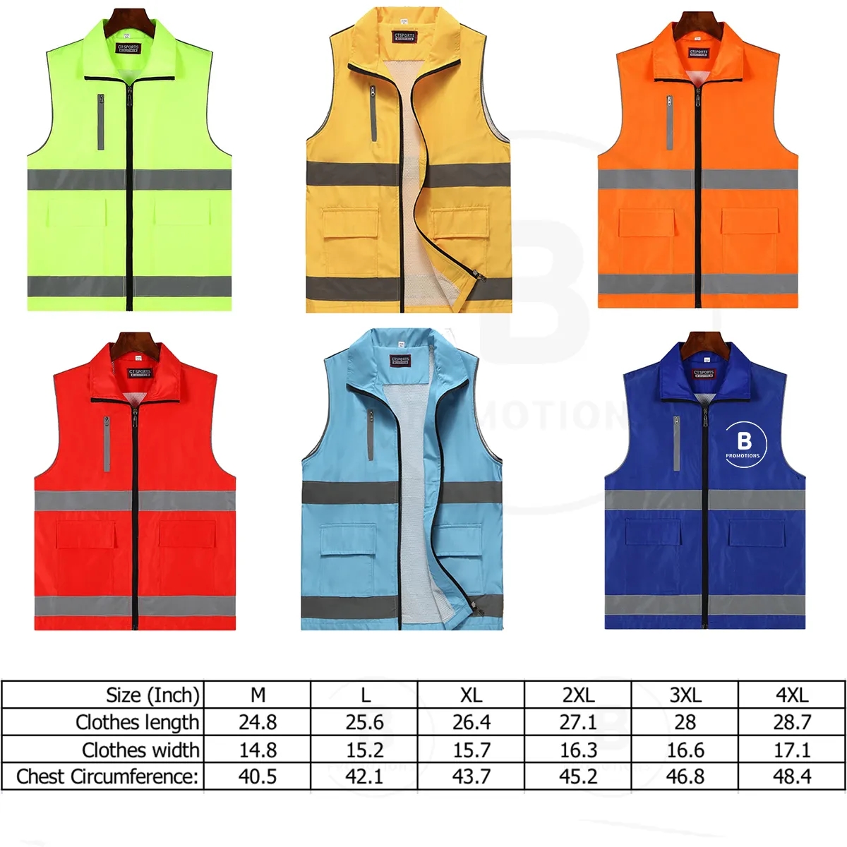 High Visibility Reflective Safety Vests with 8 Pockets 4