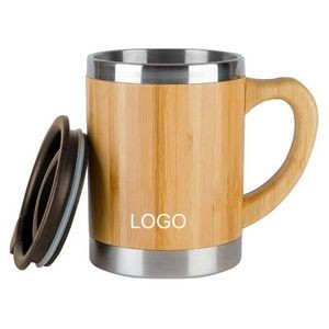 10oz Double Walled Stainless Steel Bamboo Coffee Travel Mug 11