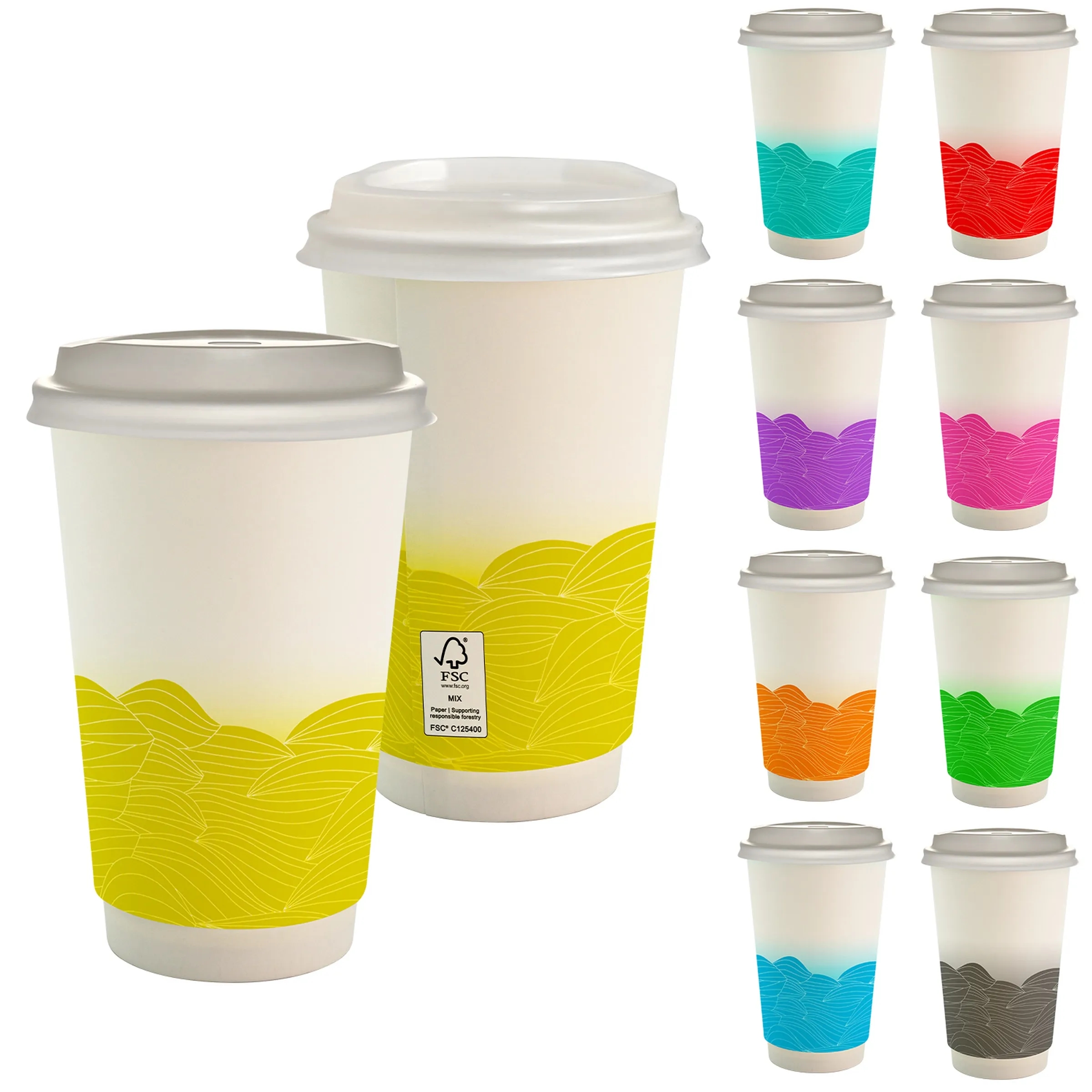 16 oz. Full Color Turbulent Waves Paper Cup With Lid 13