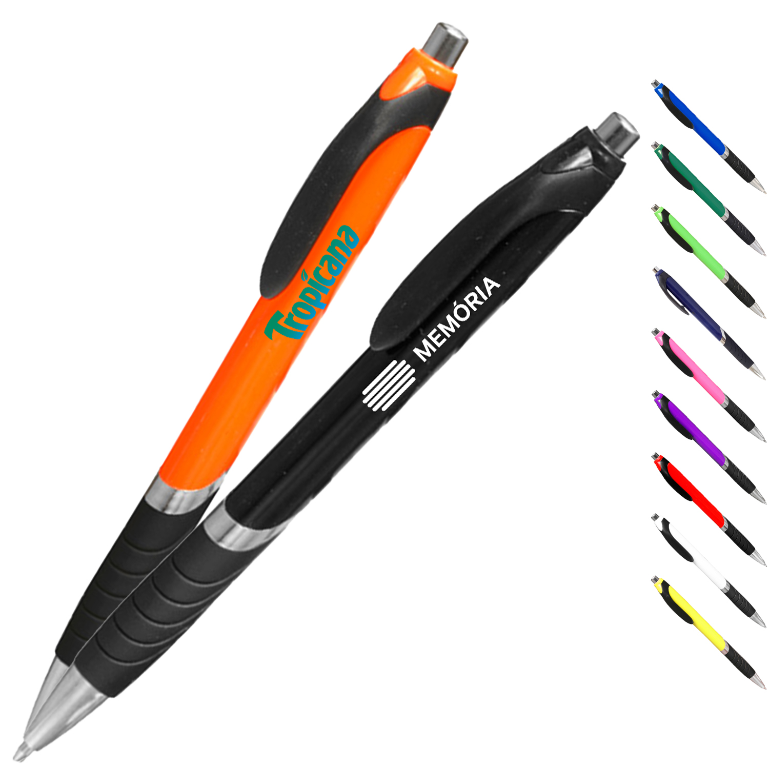 Clickable Rubber Grip Plastic Ballpoint Pens 1