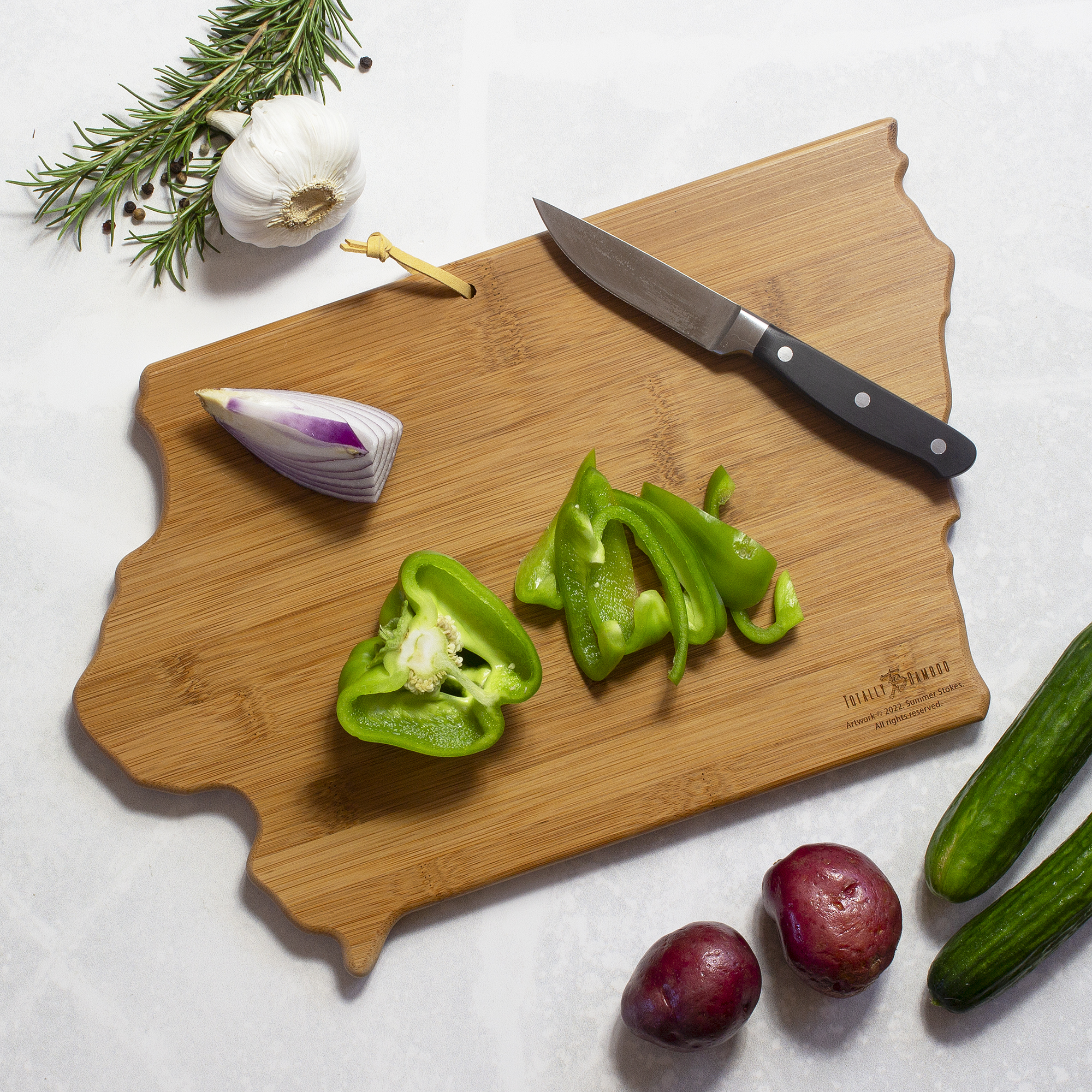 Iowa State Shaped Serving and Cutting Board with Artwork by Summer Stokes 6