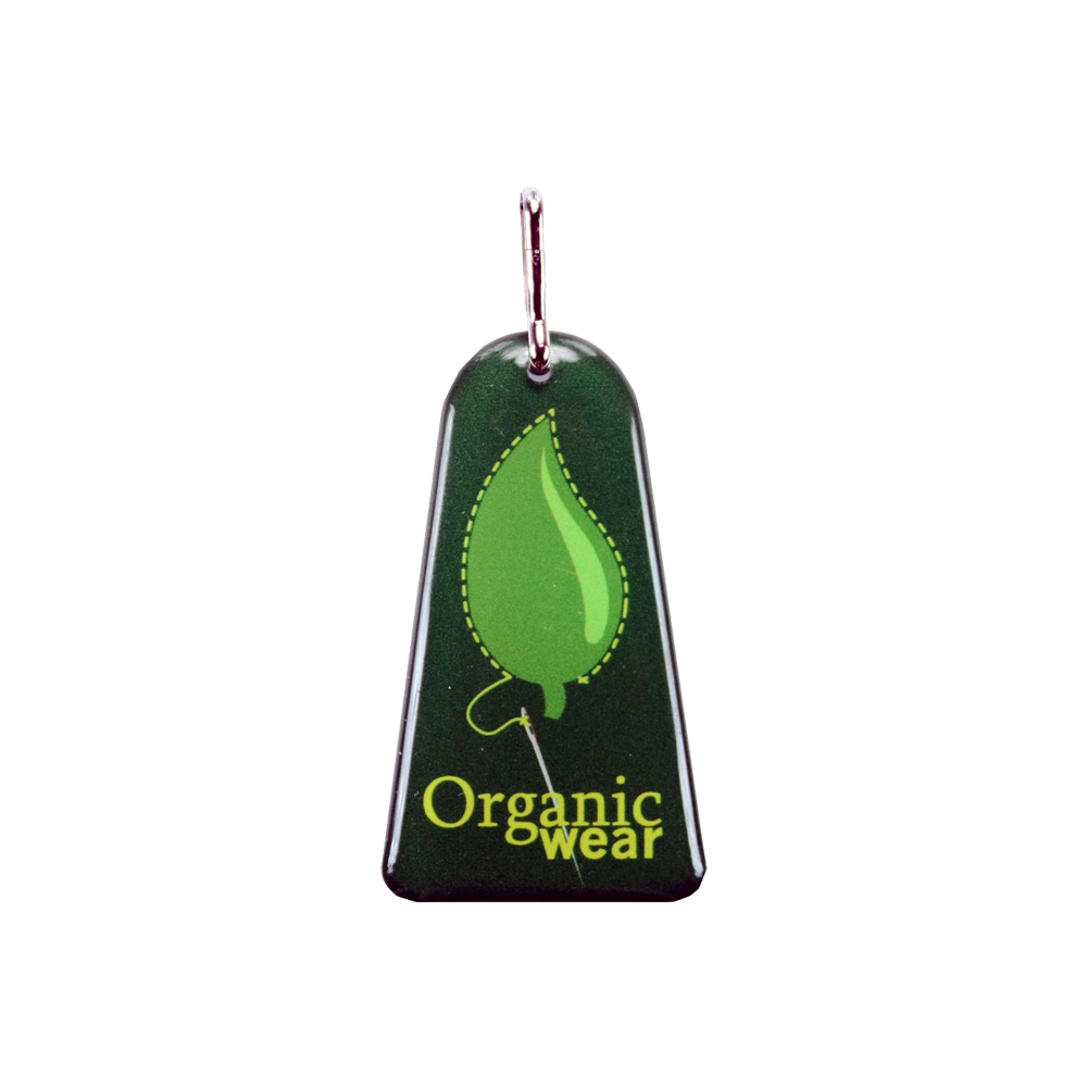 Zipper Pull Charms / Tag with single sided custom shape from 1.1 - 2 Sq. In.