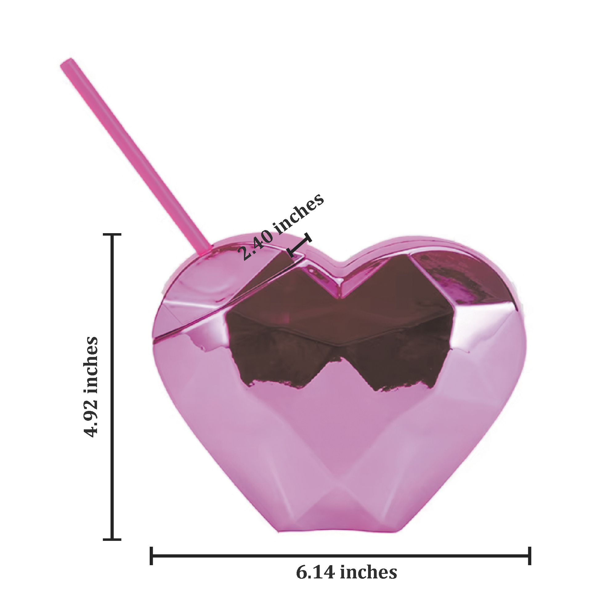 20Oz Plastic Cocktail Heart Shaped Tumbler DiscoBall Cup with Straw and Lid 5