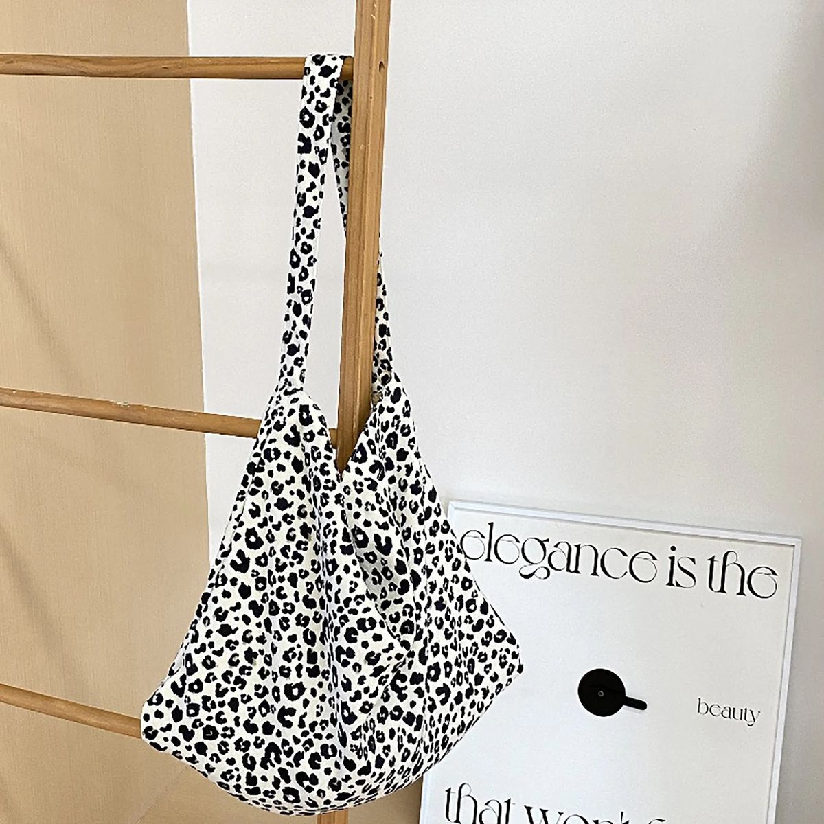 Durable Leopard Print Tote Cotton Blend 14