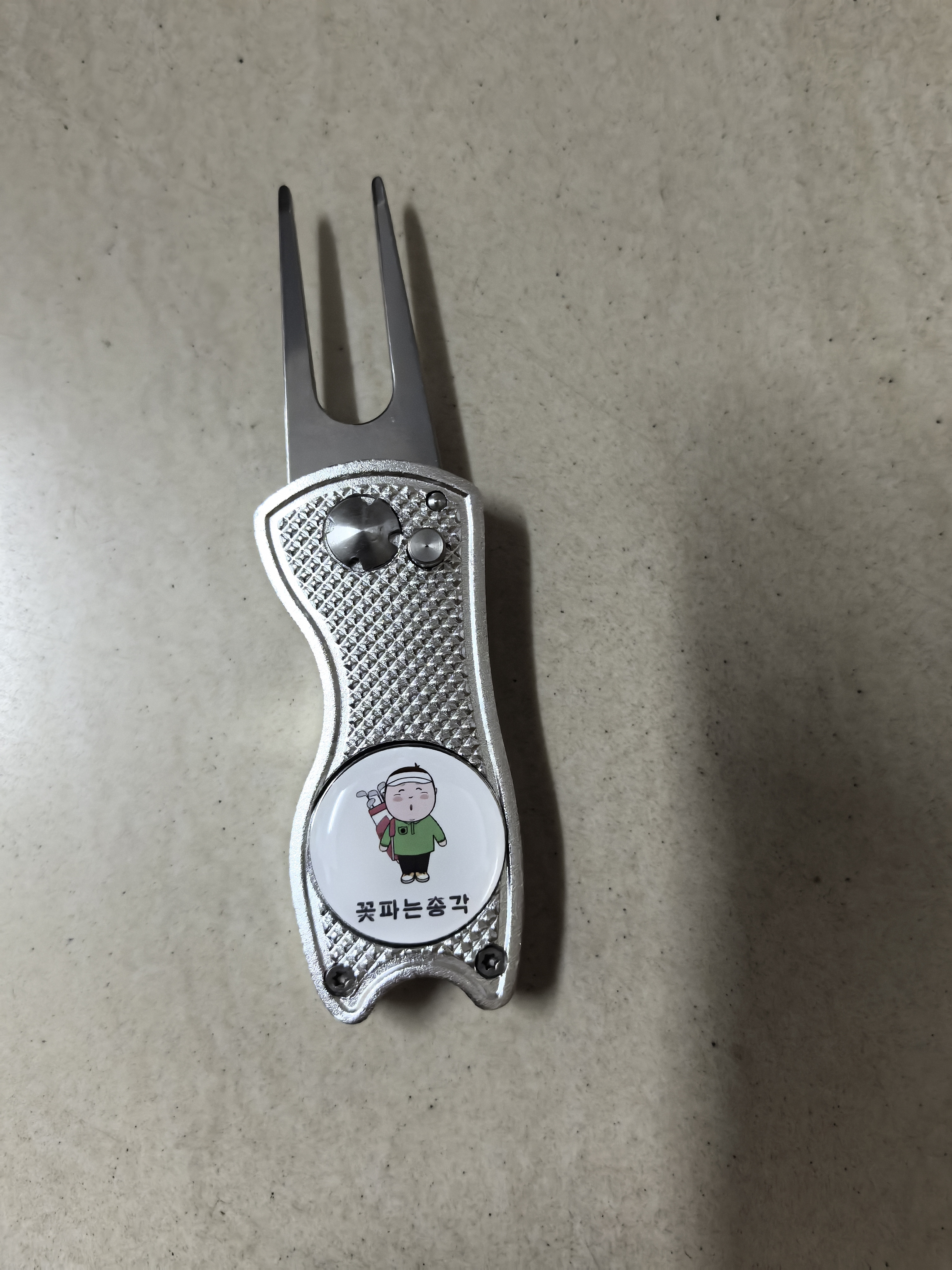 Aluminum Handle Stainless Steel Fork Folding Golf Green Fork 5