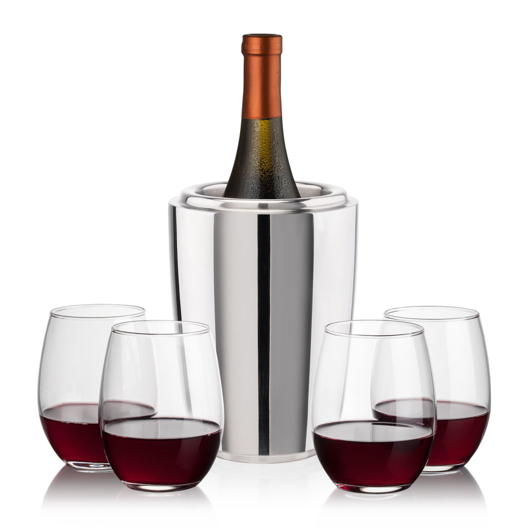 Pescara Wine Cooler & Stanford Stemless Wine Set 9