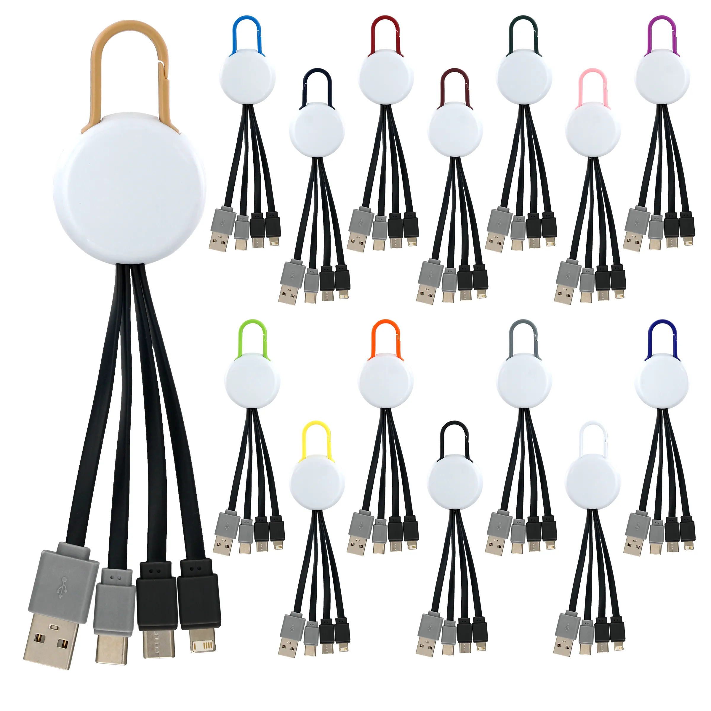 WHITE COLORFUL CLIP DUAL INPUT 3 IN 1 CHARGING CABLE 27