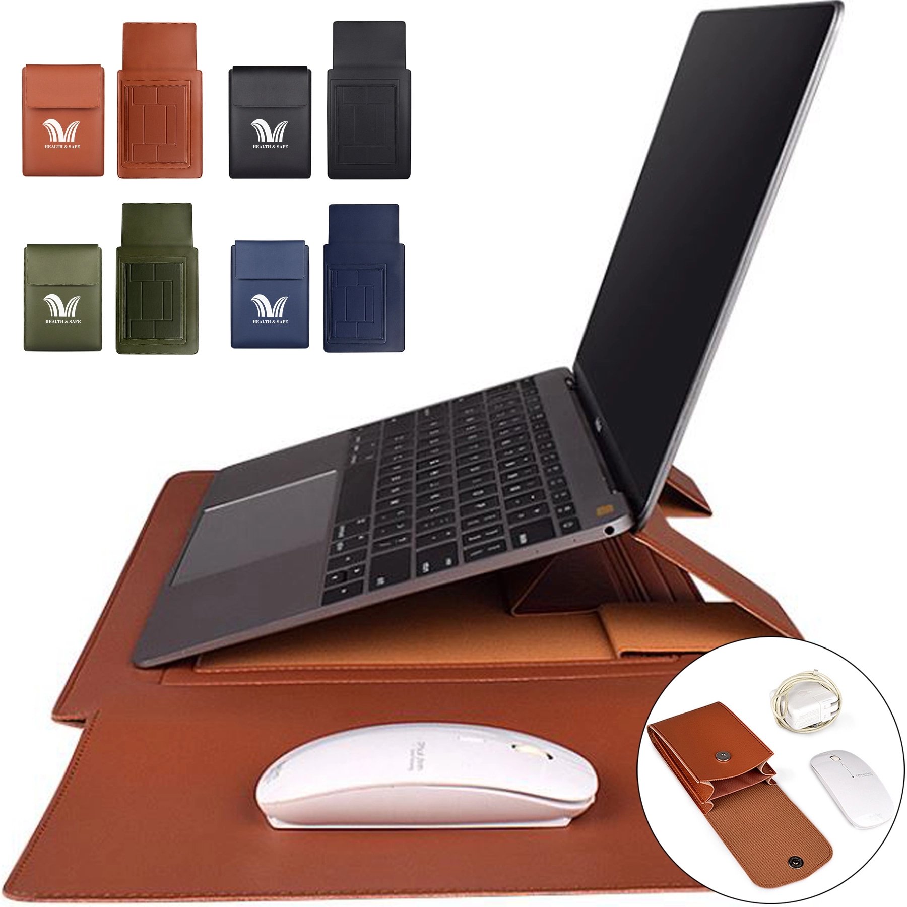 Multifunction Stand Leather Laptop Sleeve 2