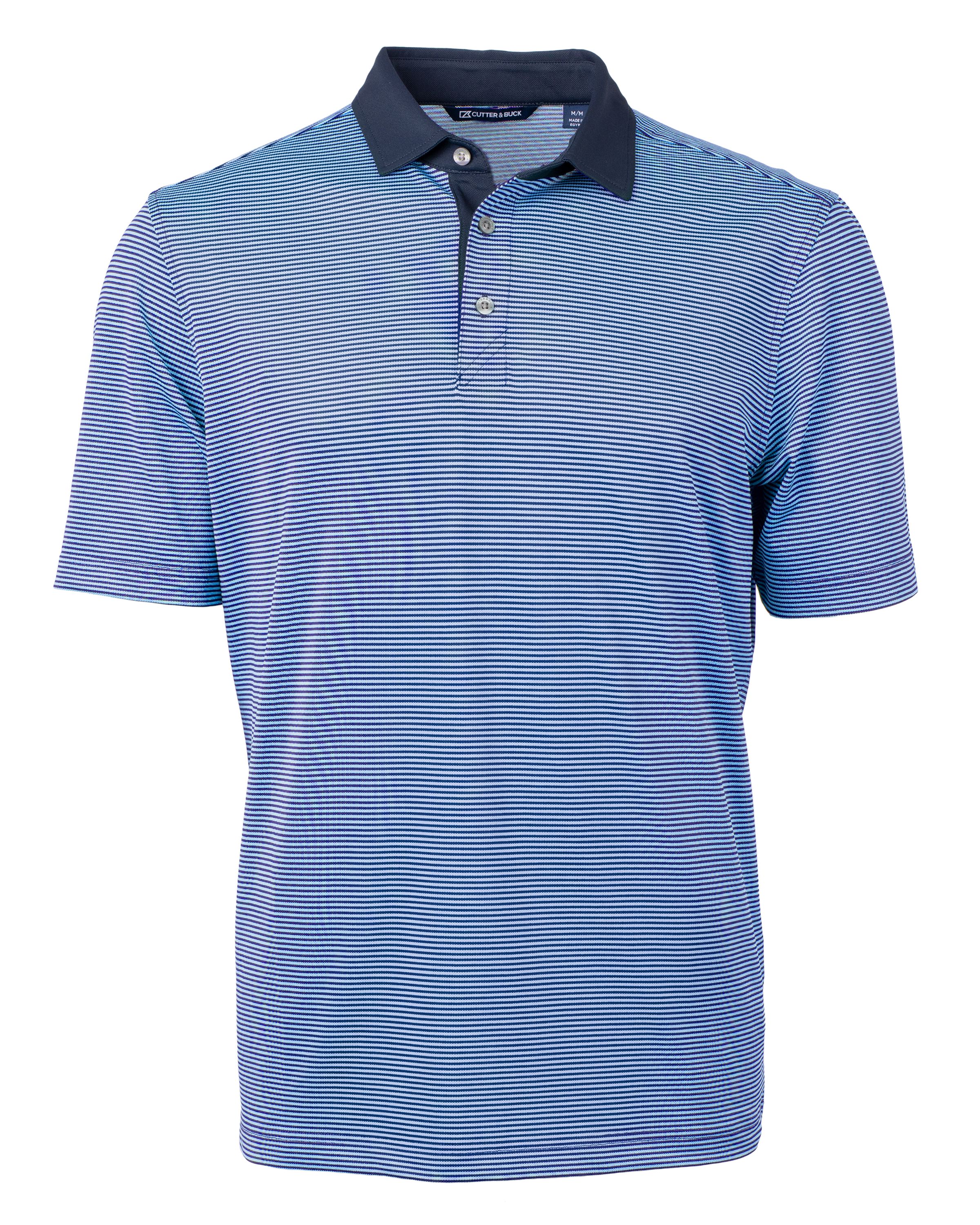 Virtue Eco Pique Micro Stripe Recycled Mens Polo