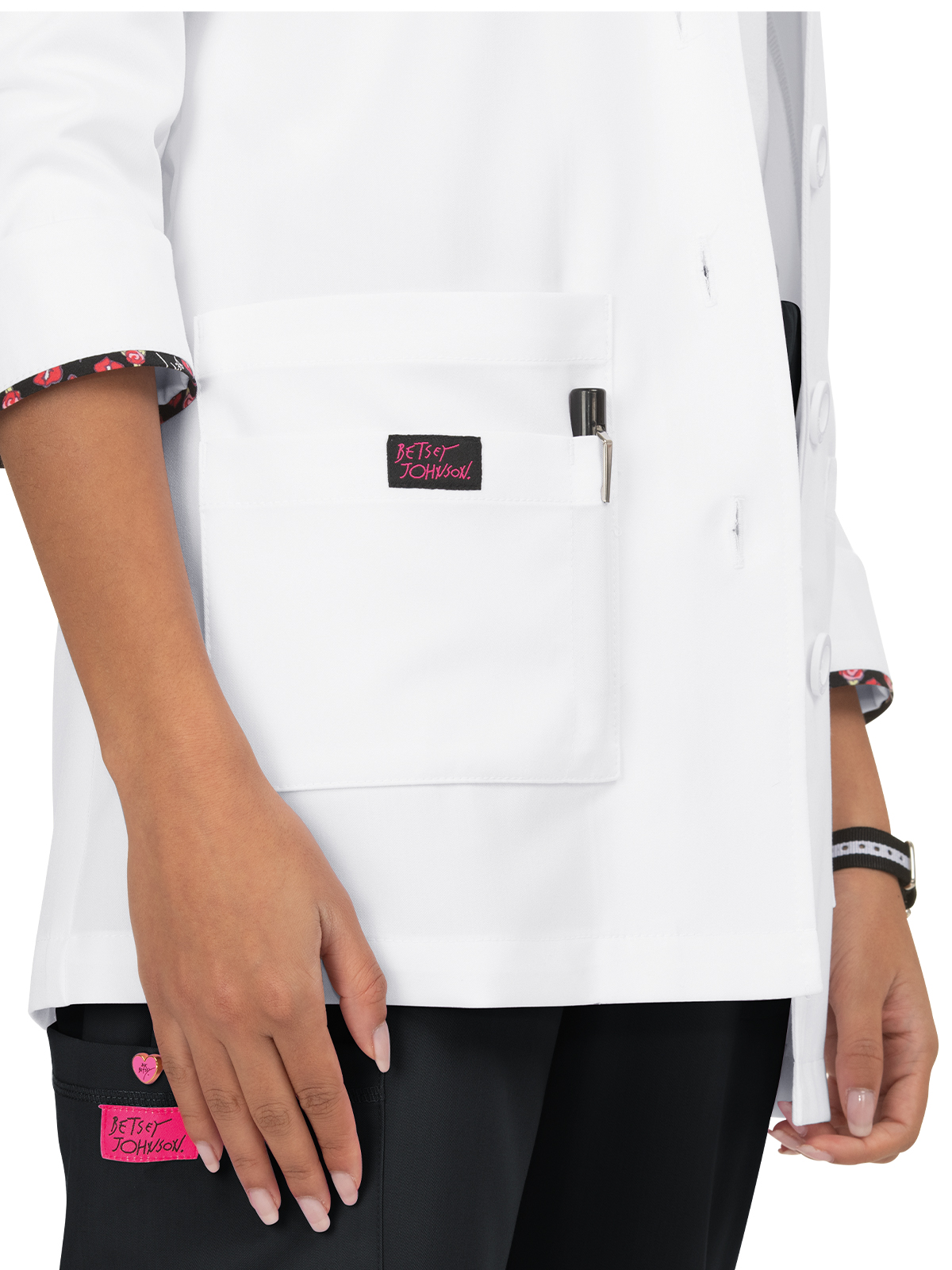 koi - Betsey Johnson - Women's Five-Pocket 29" Canna Lab Coat 3