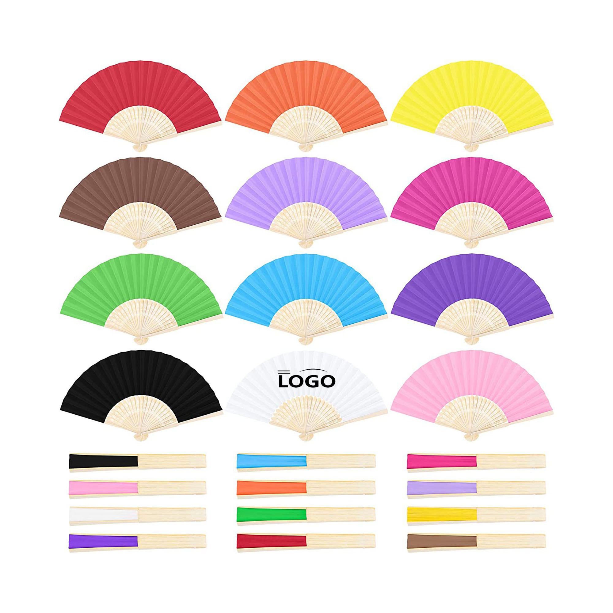Bamboo Large Folding Hand Fans 2