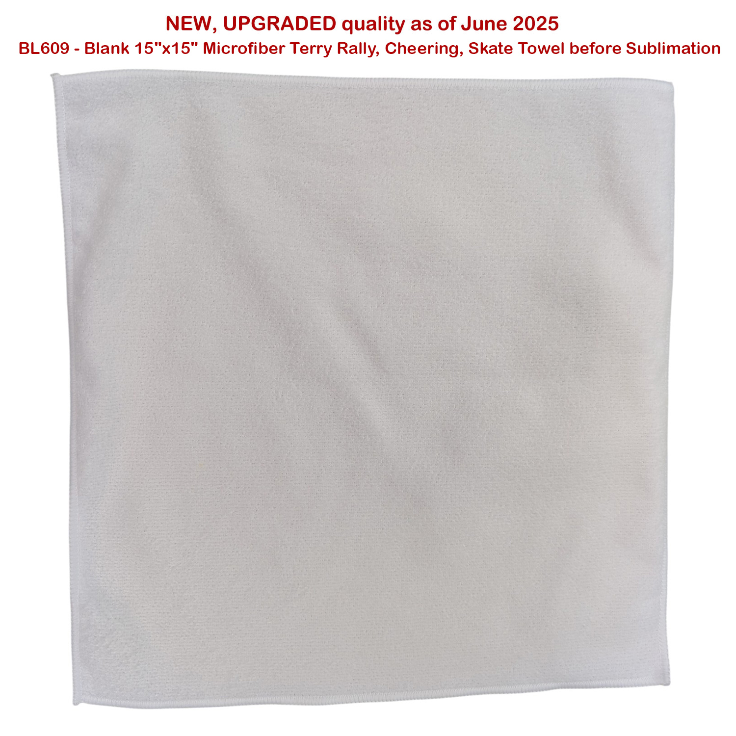 Colored Microfiber Dri-Lite Terry Rally, Sports, Skate Towel, 15x15 Sublimated Edge to Edge 1 side 9