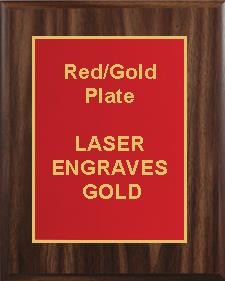5" x 7" Classic Walnut Finish Plaque with a Red Designer Plate 1