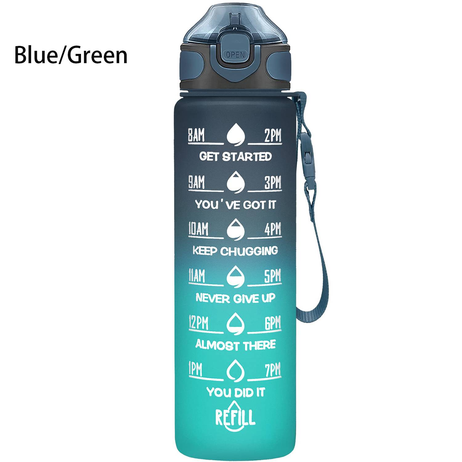 32oz BPA Free Wide Mouth Sports Water Bottle w/ Time Markers 8