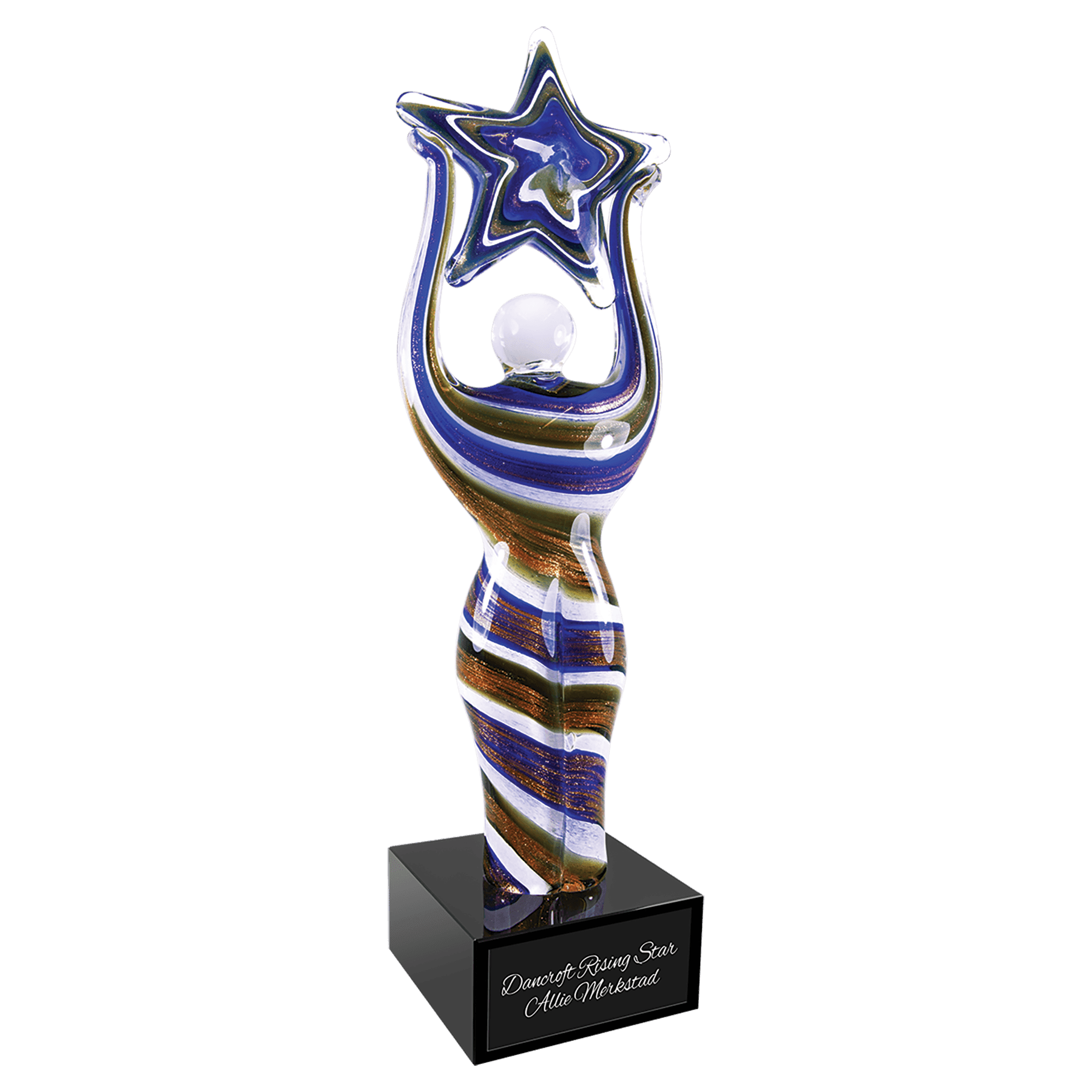 12" Glass Figure With Star And Black Base 2