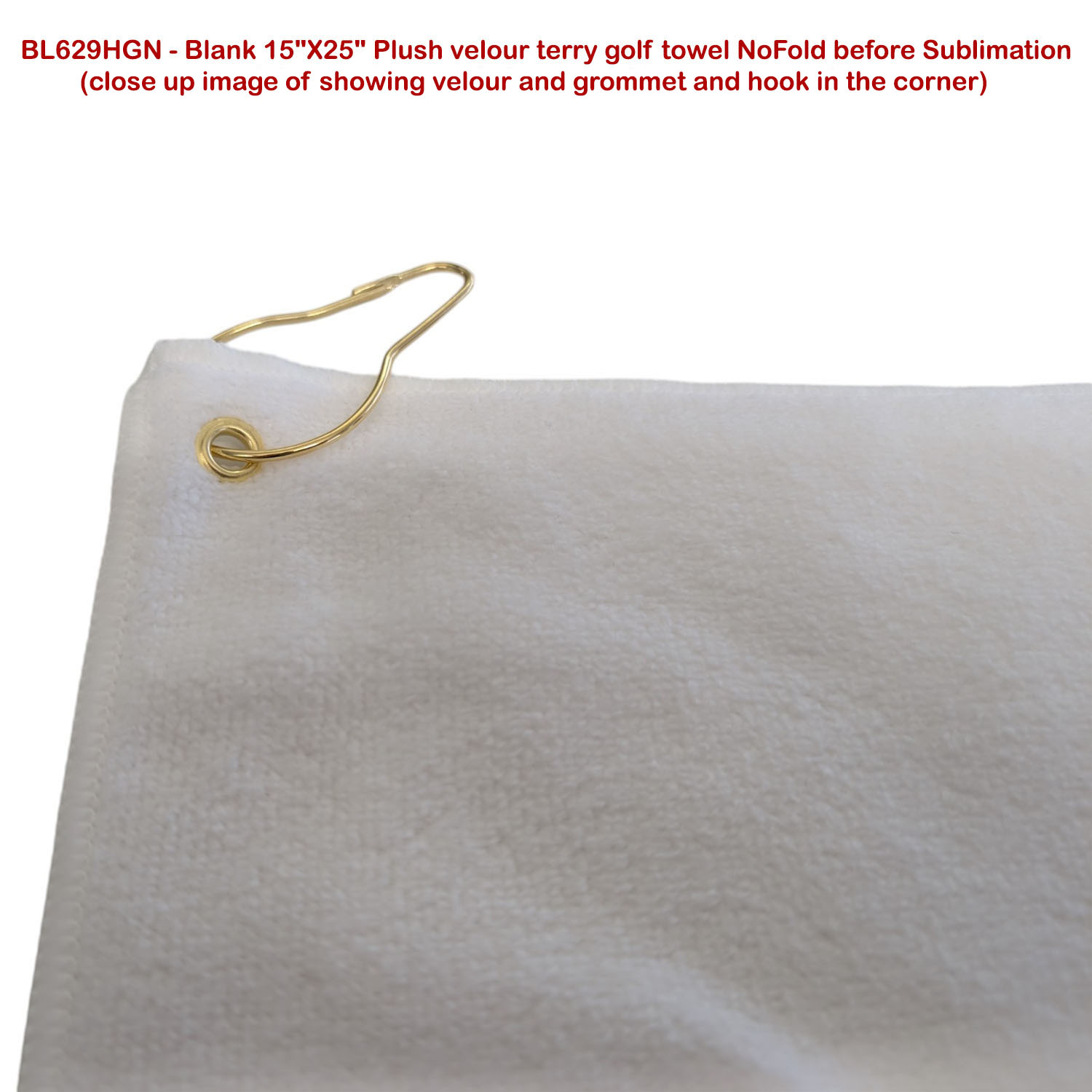24 Hr Express Ship - Colored Velour Terry Cotton Blend Golf Towel, Finished size 15x25 5