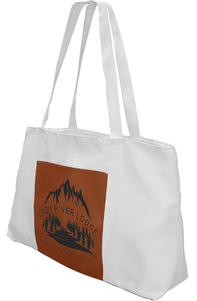 White Laserable Leatherette Rawhide Gusset Bag. 2