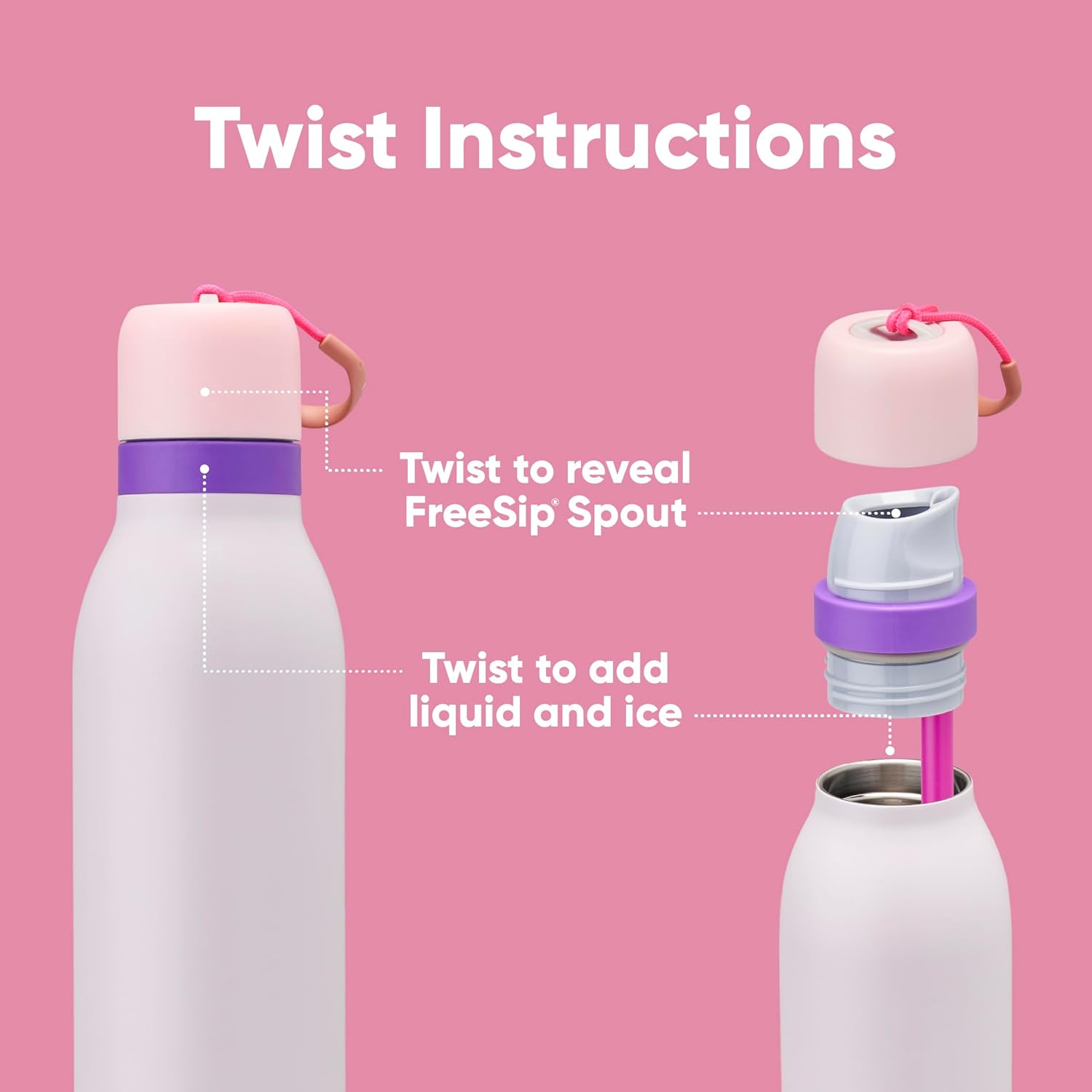 Owala FreeSip Twist Insulated Stainless Steel Water Bottle with Straw for Sports and Travel, custom water bottle with logo imprint 6