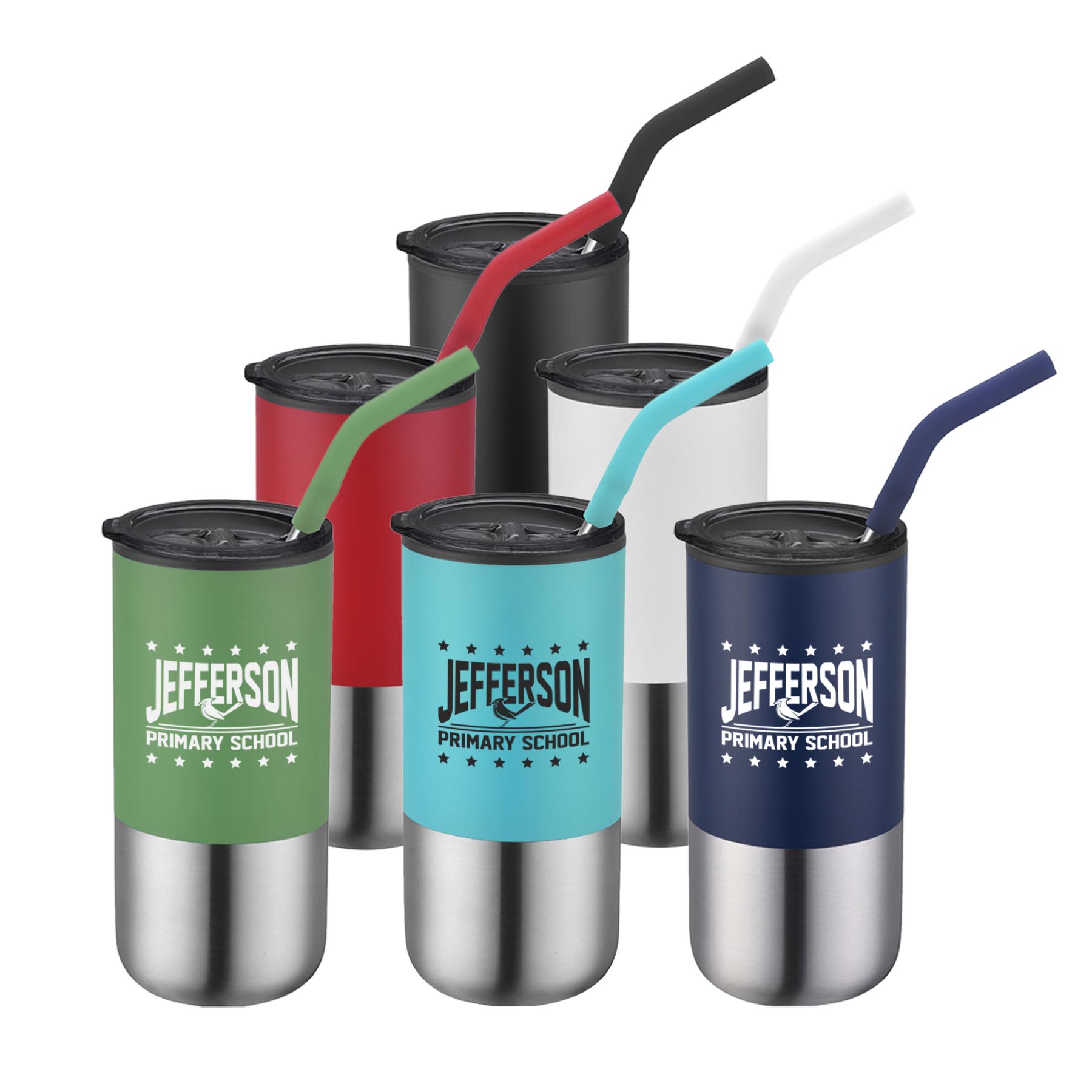 16 oz. Double Wall Color Body Tumbler Straw and Lid 4