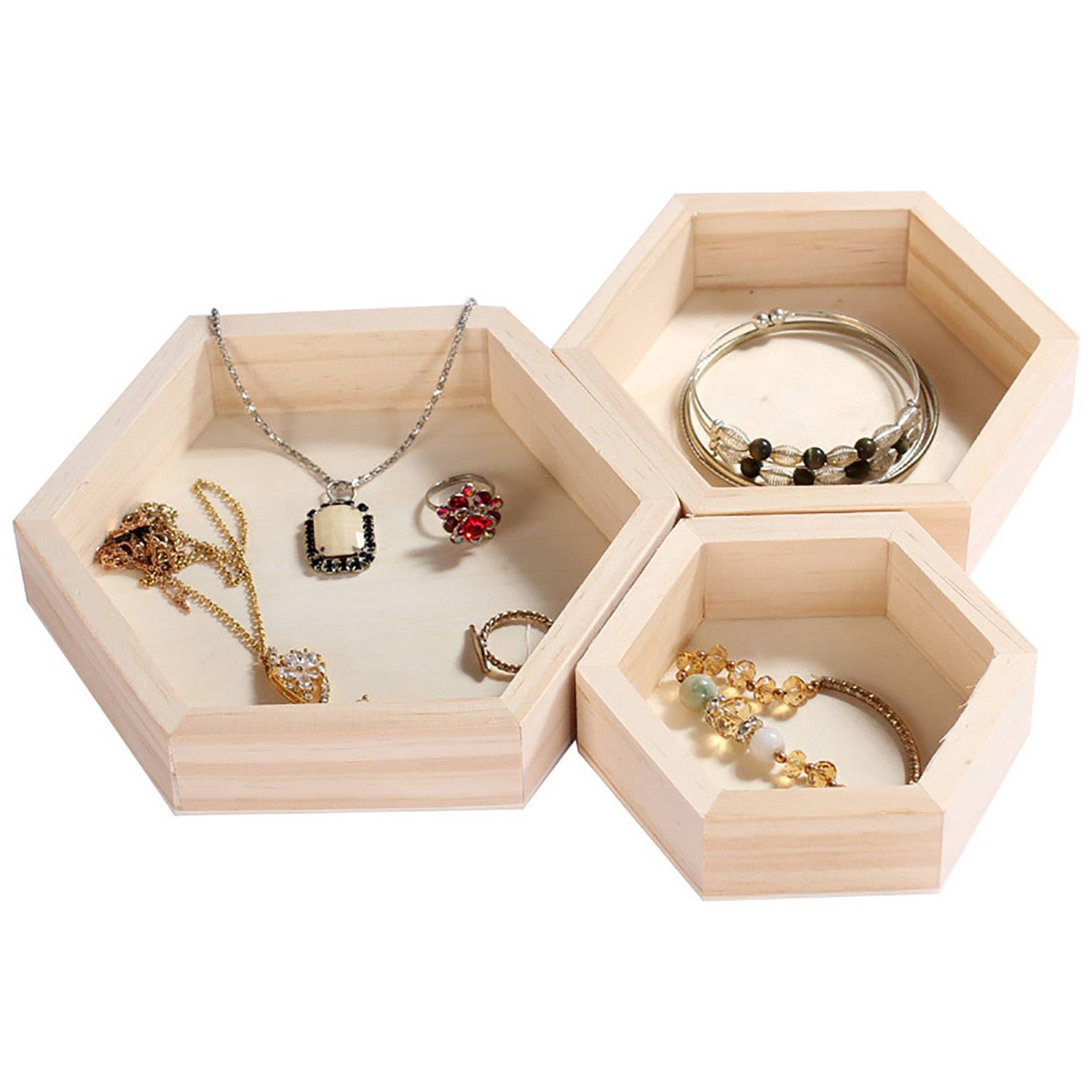 Wooden Hexagonal Jewelry Display Box 9