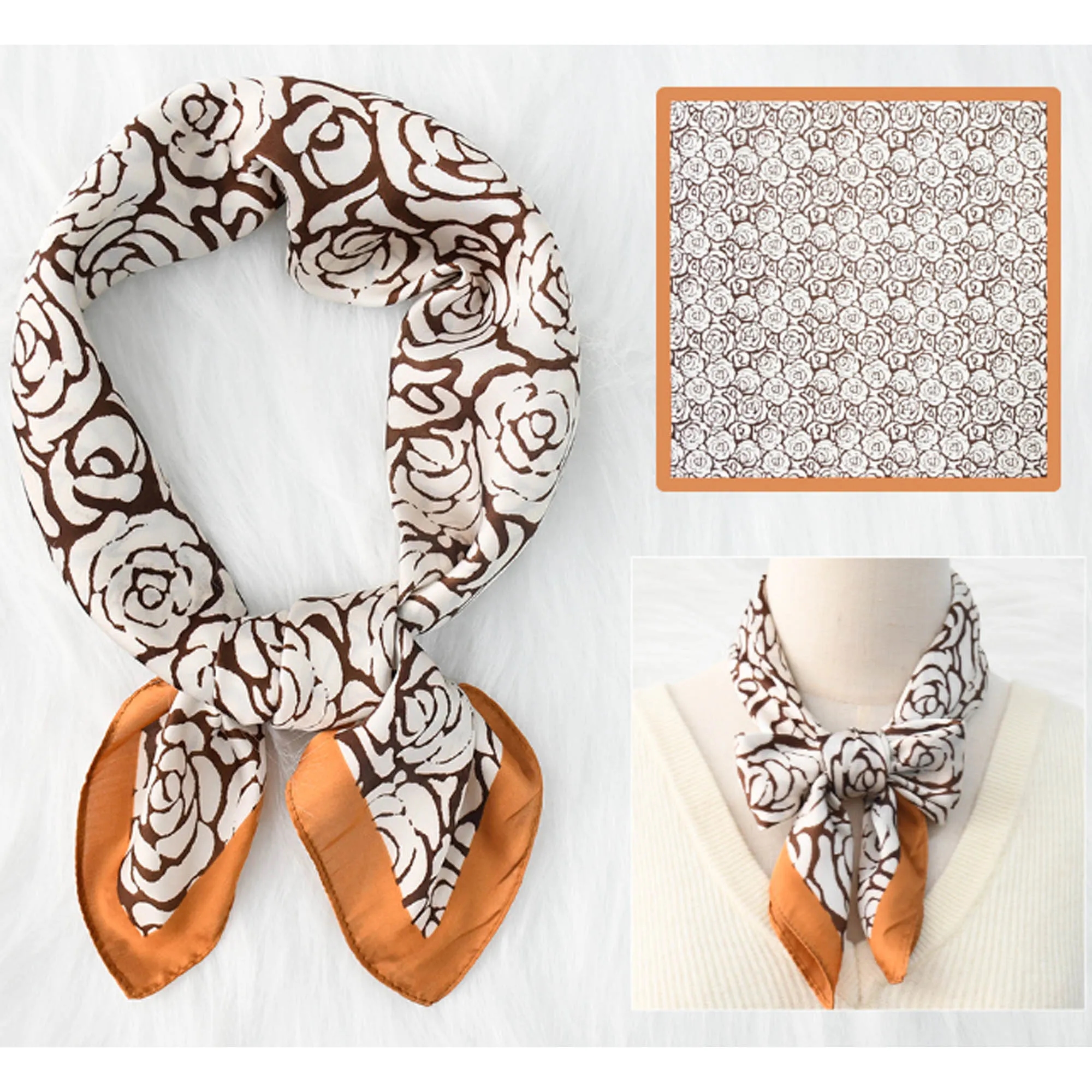 Floral Print Silk Square Scarf 8