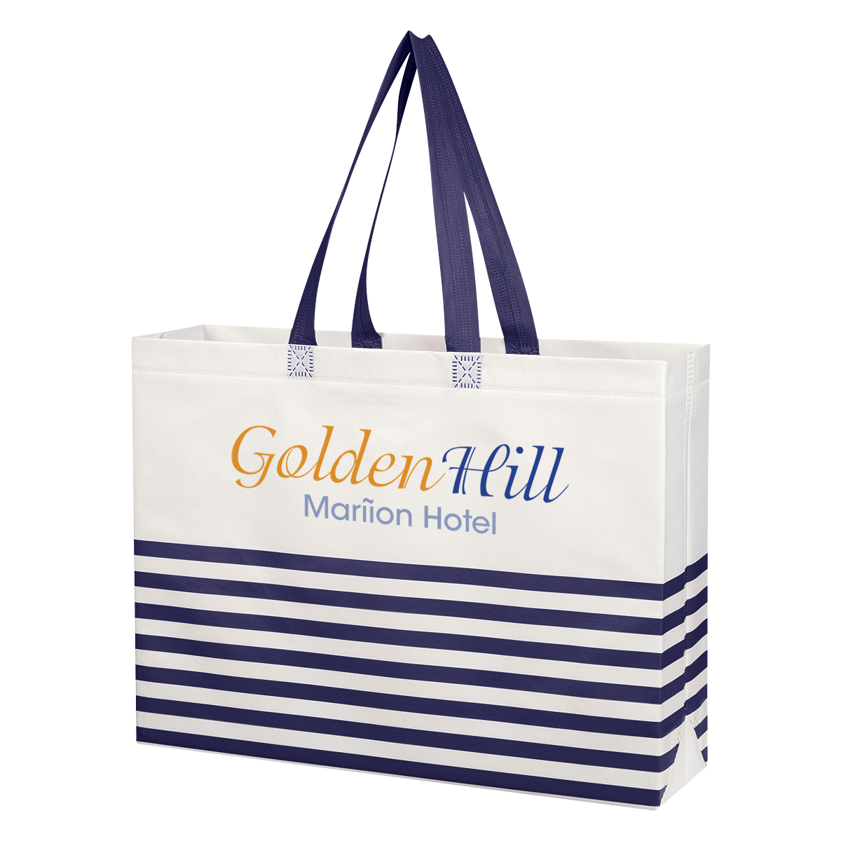 Non-Woven Horizontal Stripe Tote Bag 16