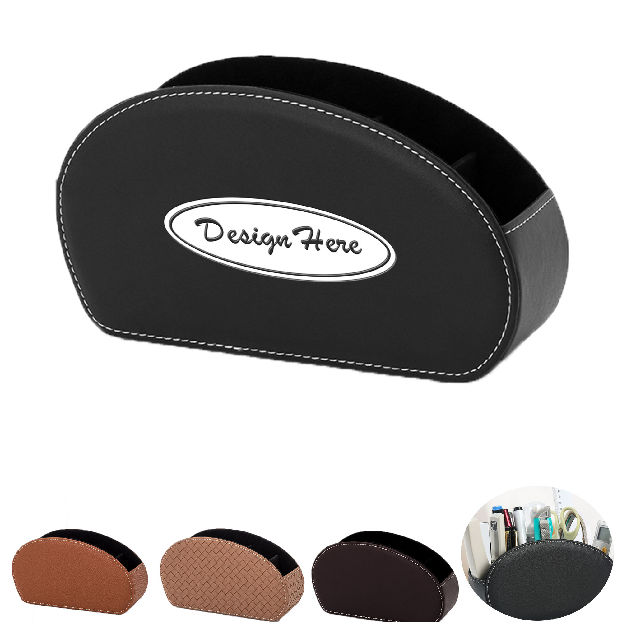 PU Leather Five-grid Remote Control Desktop Storage Box 2