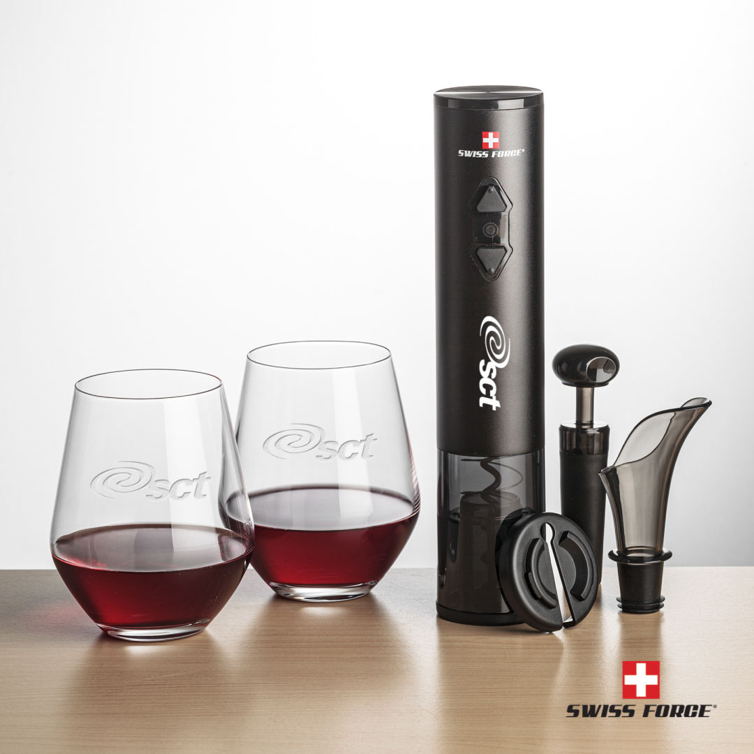 Swiss Force® Opener Set & Reina Stemless Wine 8