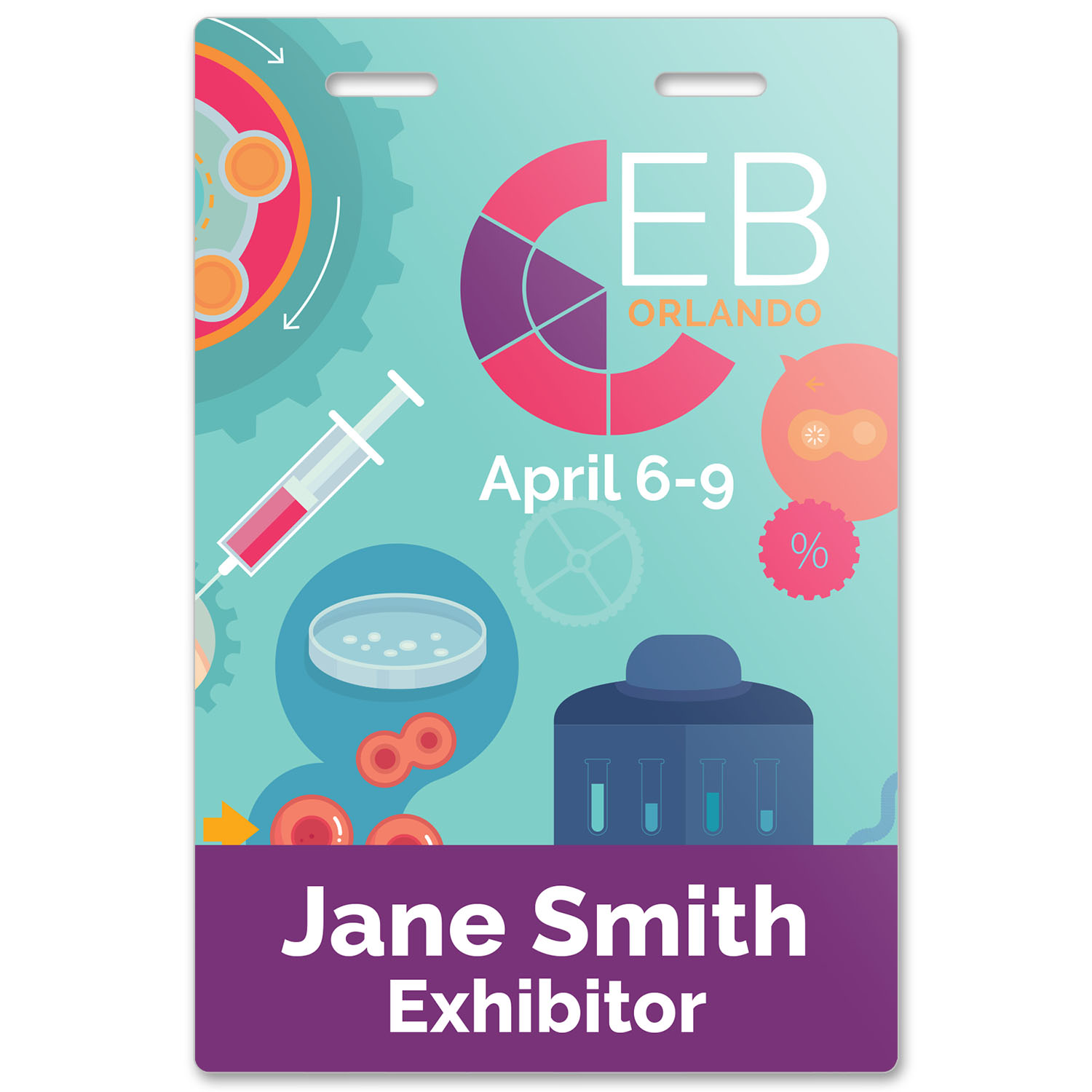 Full Color ID Badge - 4" x 6", Double Attachments 4